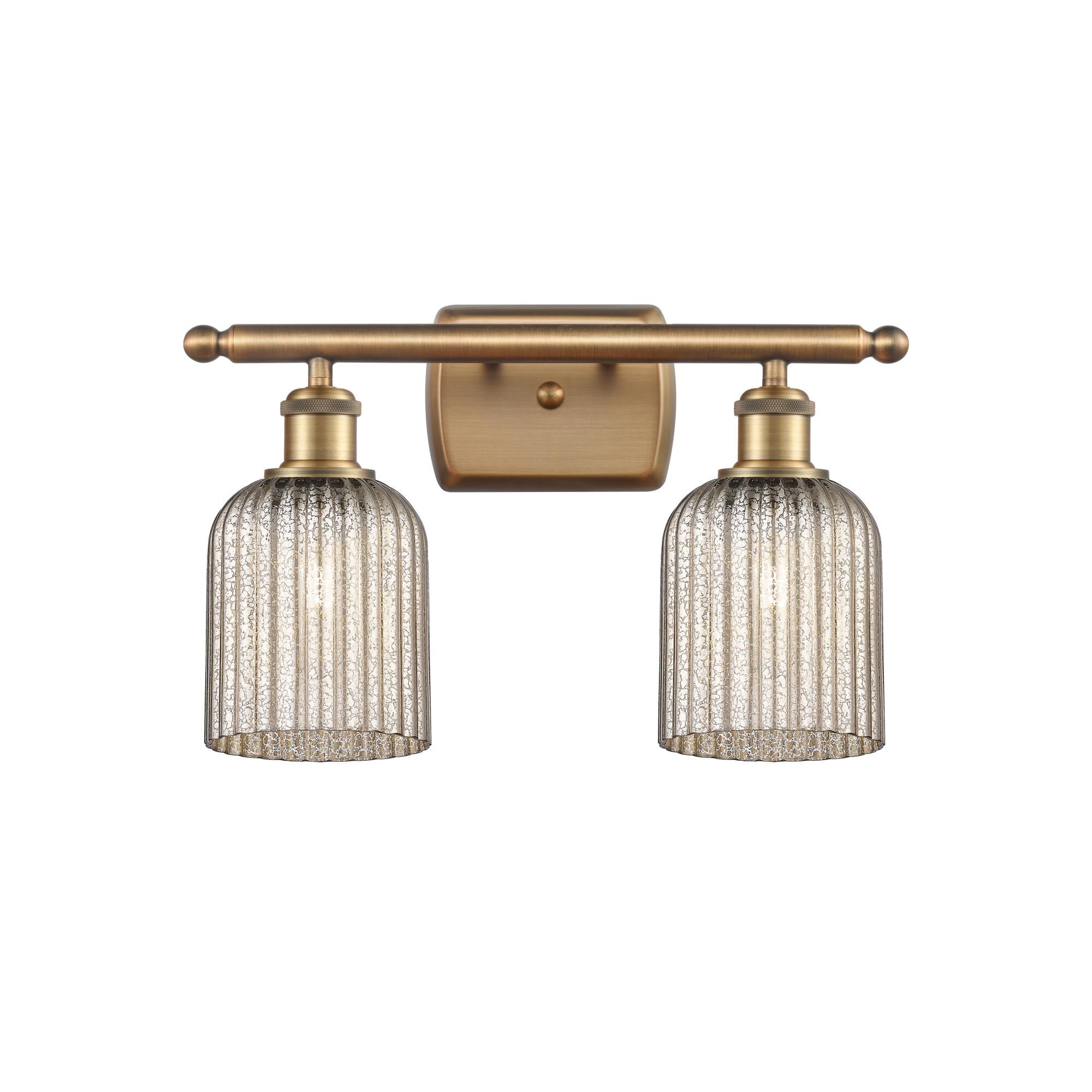 Shown in Brushed Brass finish and Mercury shade