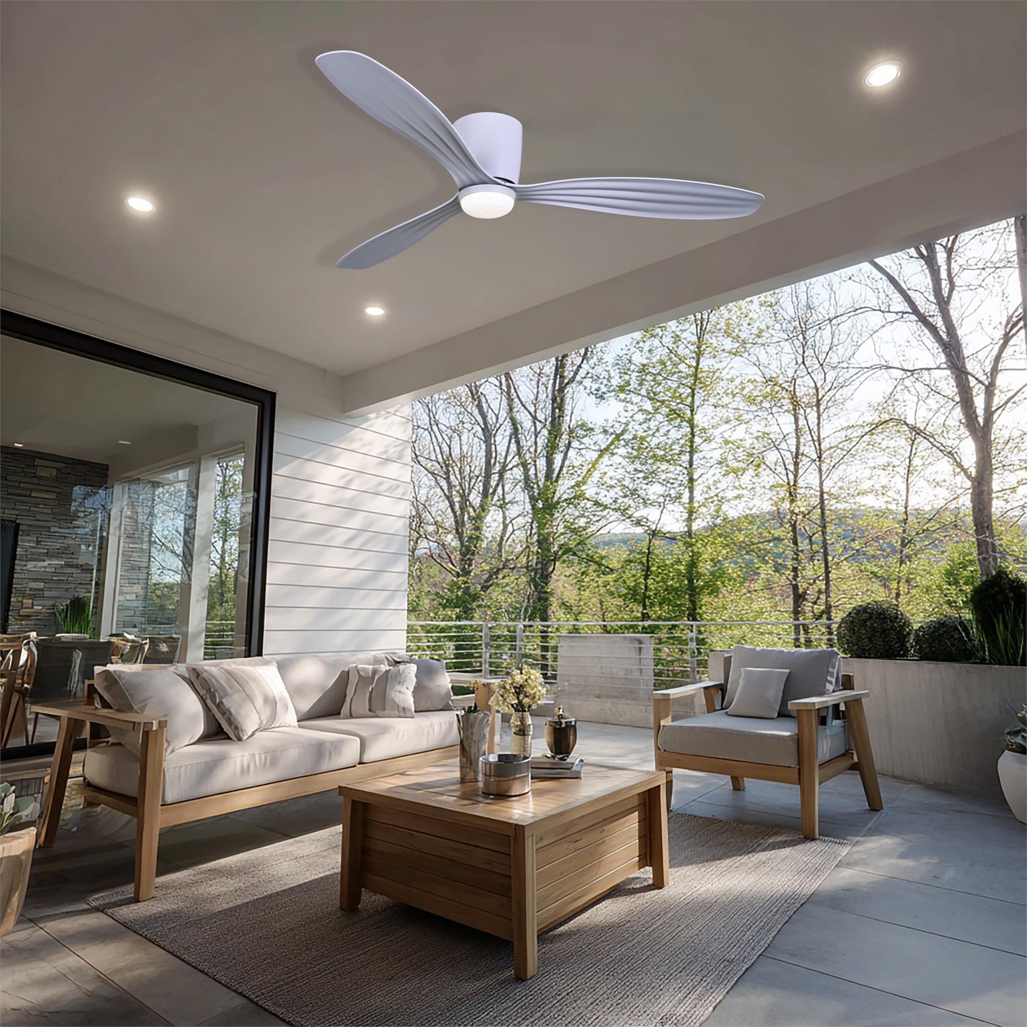 Ventiara 52 Inch Flush Mount Fan with Light Kit,
