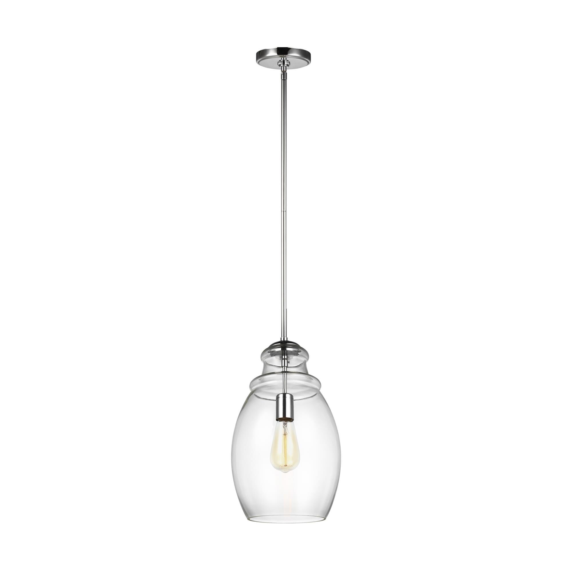 Shown in Chrome finish and Clear Shade glass and Clear shade