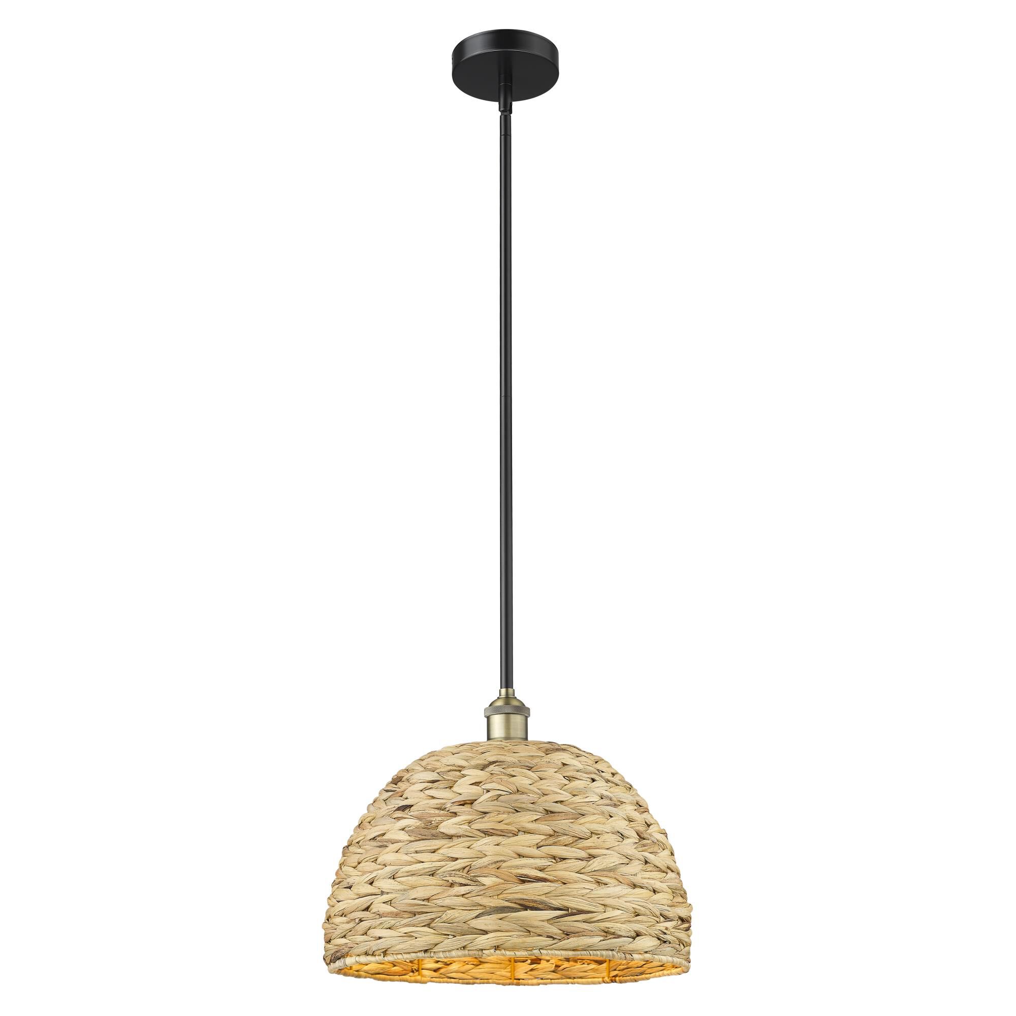 Bruno Marashlian Woven Rattan 16 Inch Large Pendant by Innovations Lighting