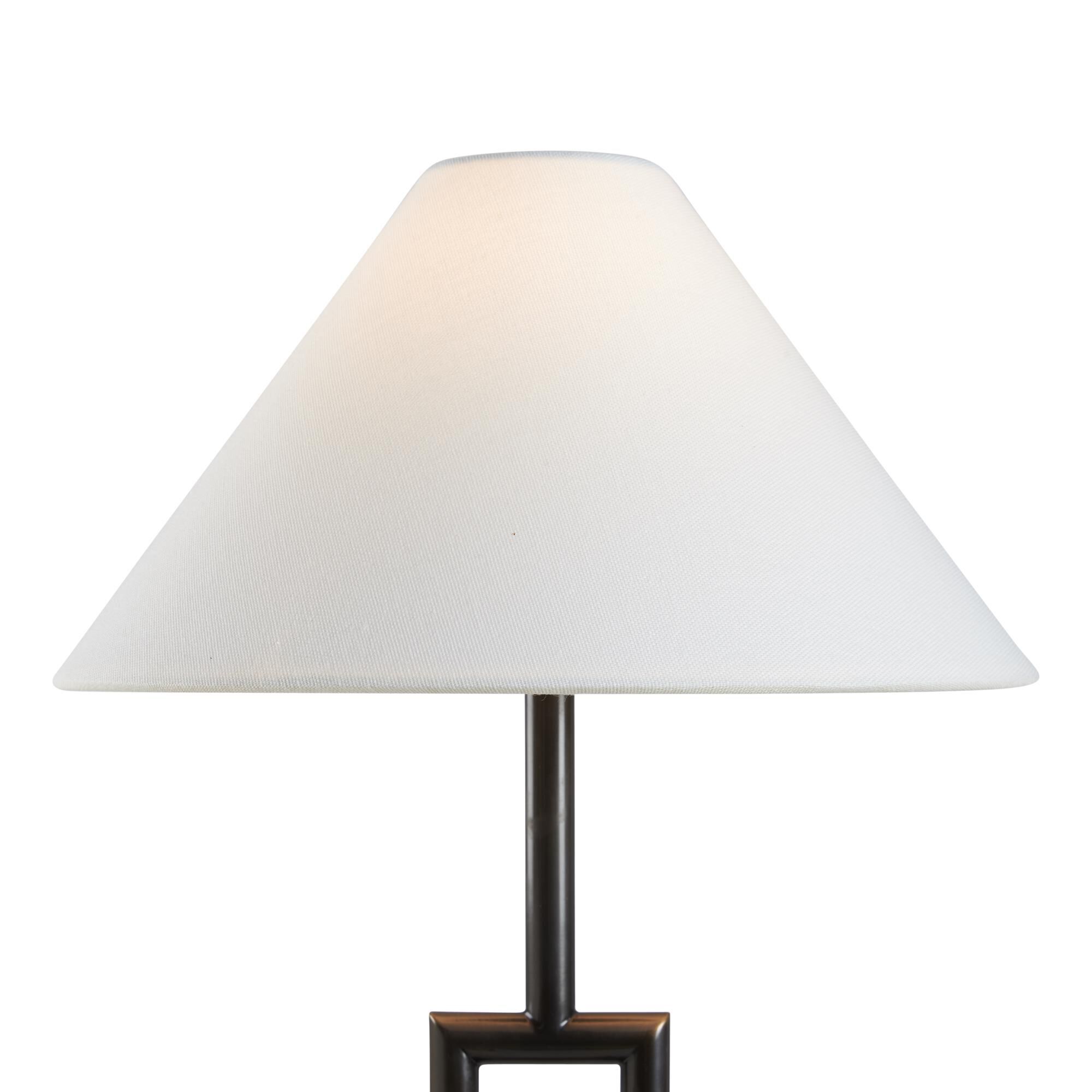 Shown in Brown finish and Linen shade