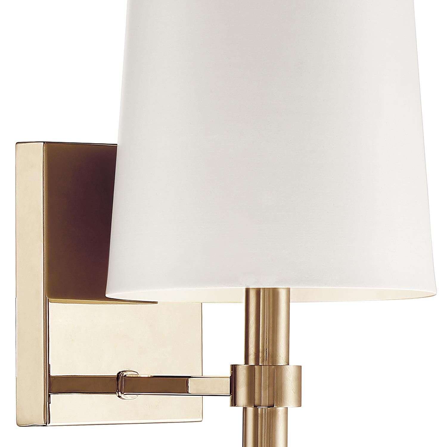 Shown in Aged Brass finish and White Silk shade