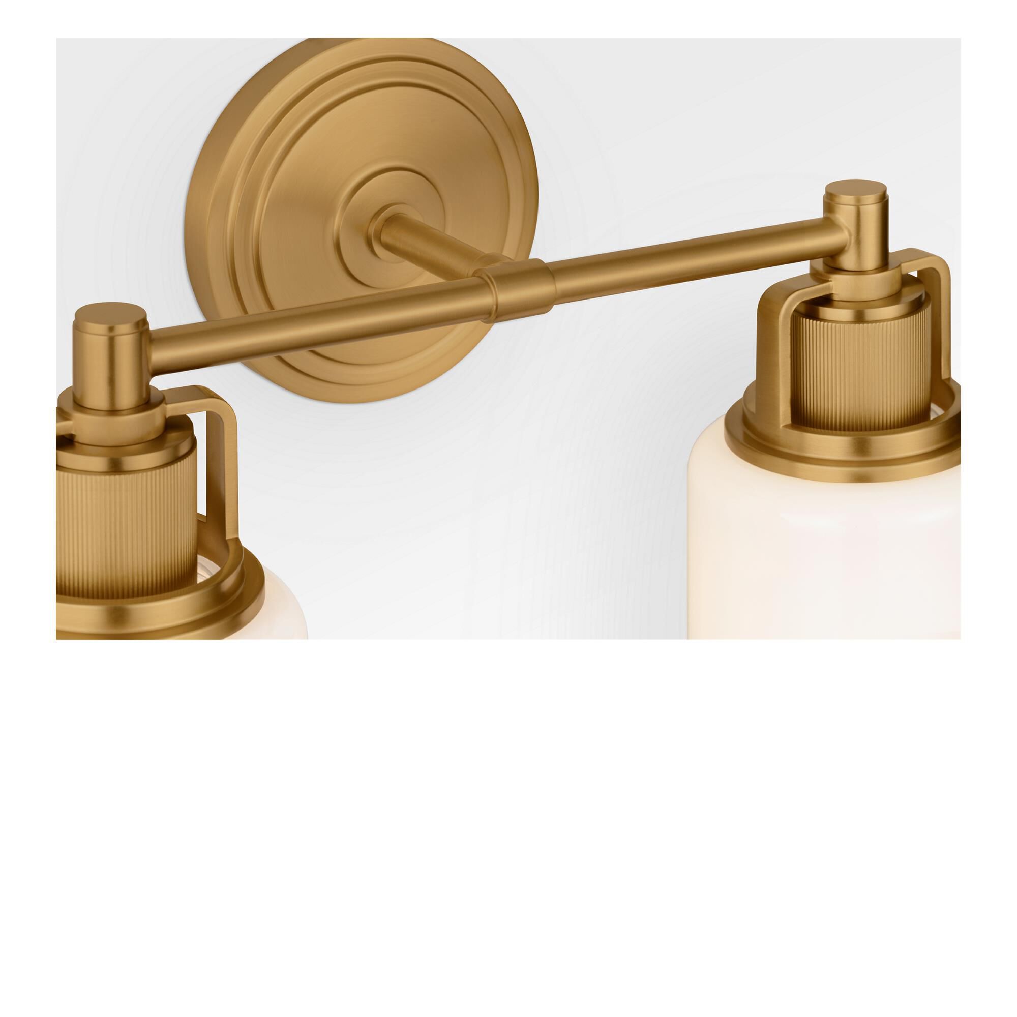 Shown in Burnished Brass finish and Milk glass