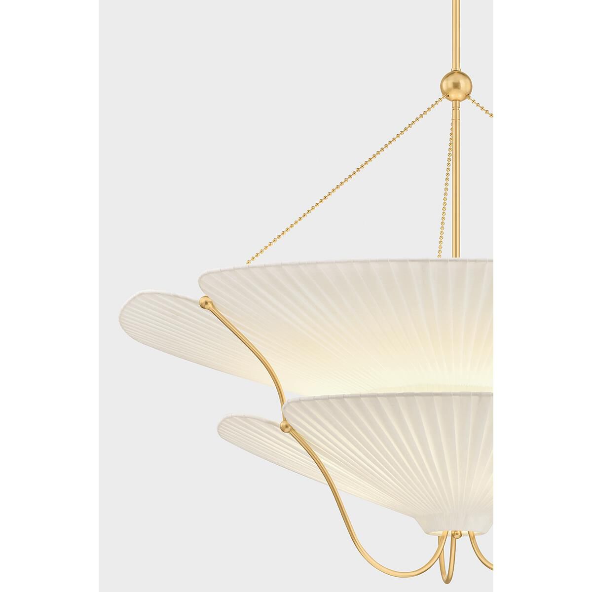 Shown in Aged Brass finish and Ivory Linen shade
