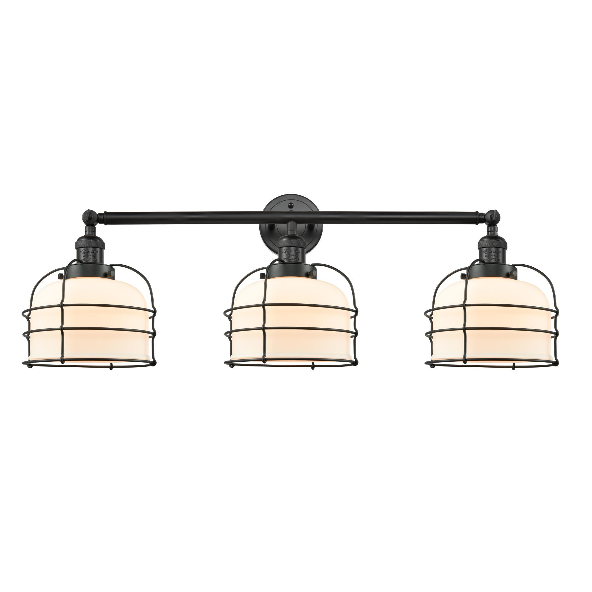 Bruno Marashlian Large Bell Cage 34 Inch 3 Light Bath Vanity Light by Innovations Lighting