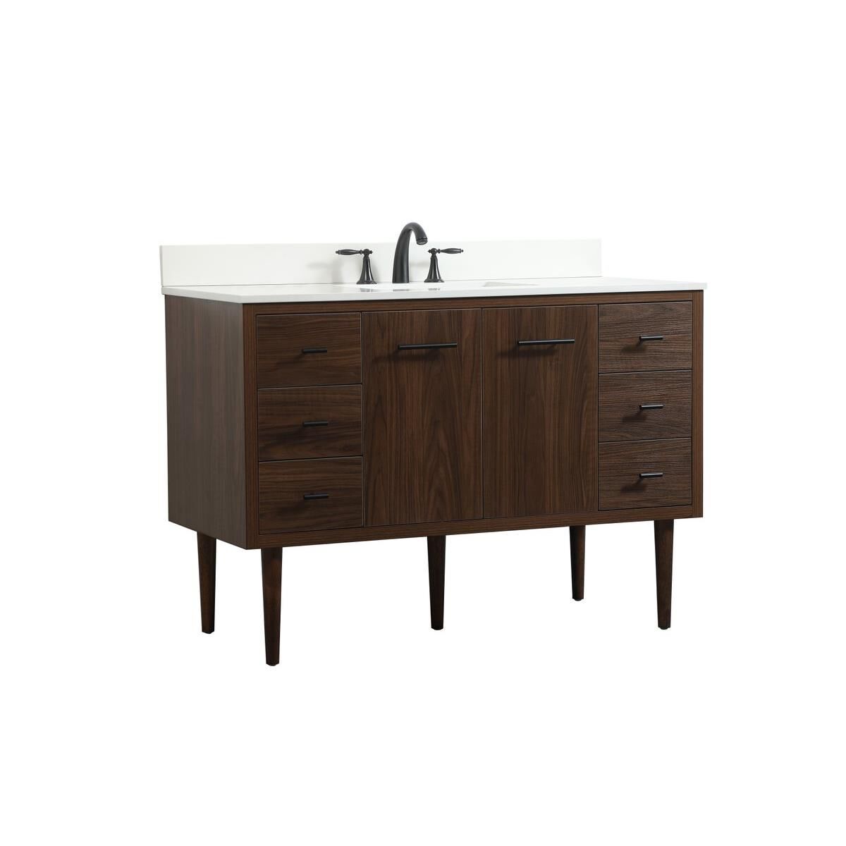 Shown in Walnut finish and Backsplash accent