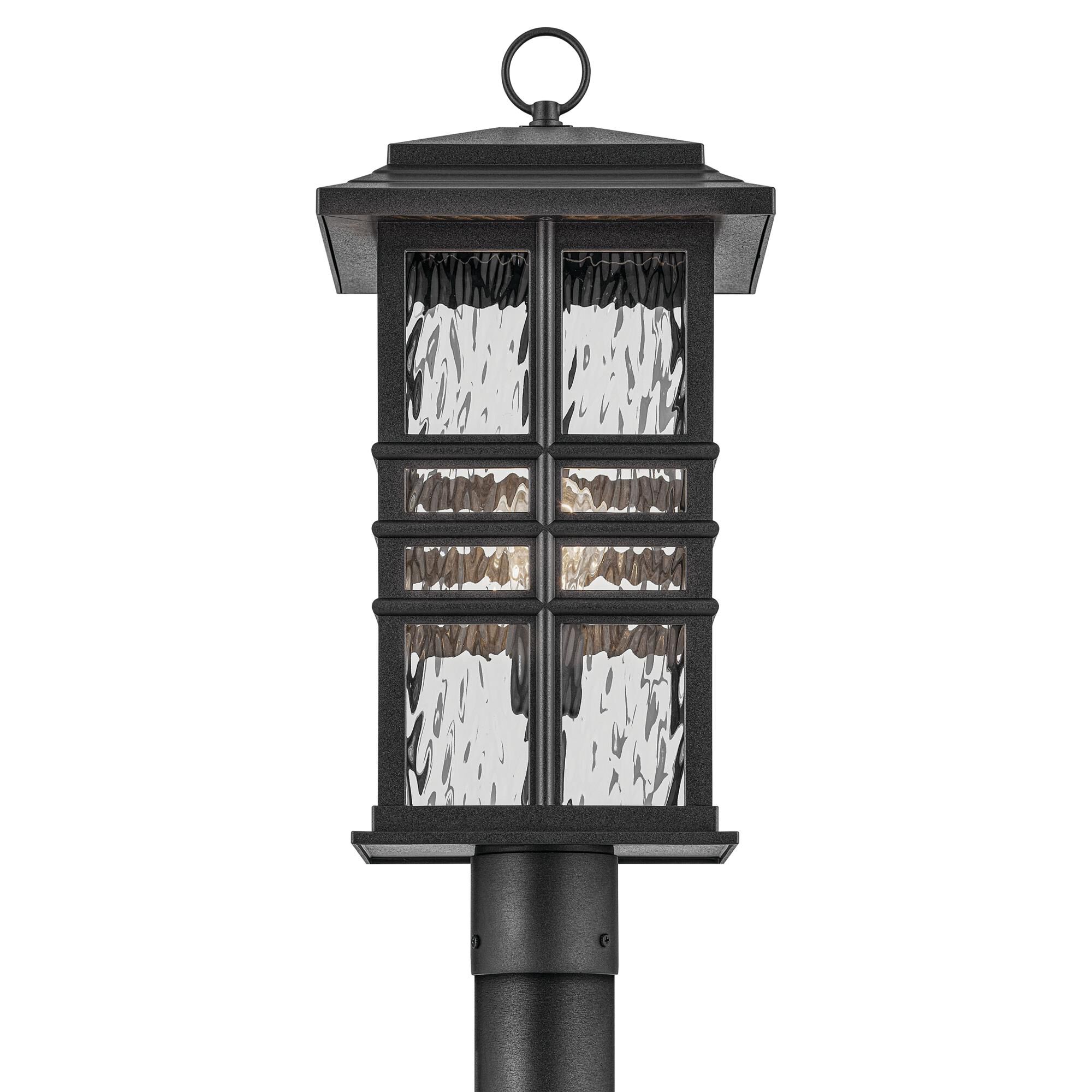 Shown in Textured Black finish and Clear Hammered glass
