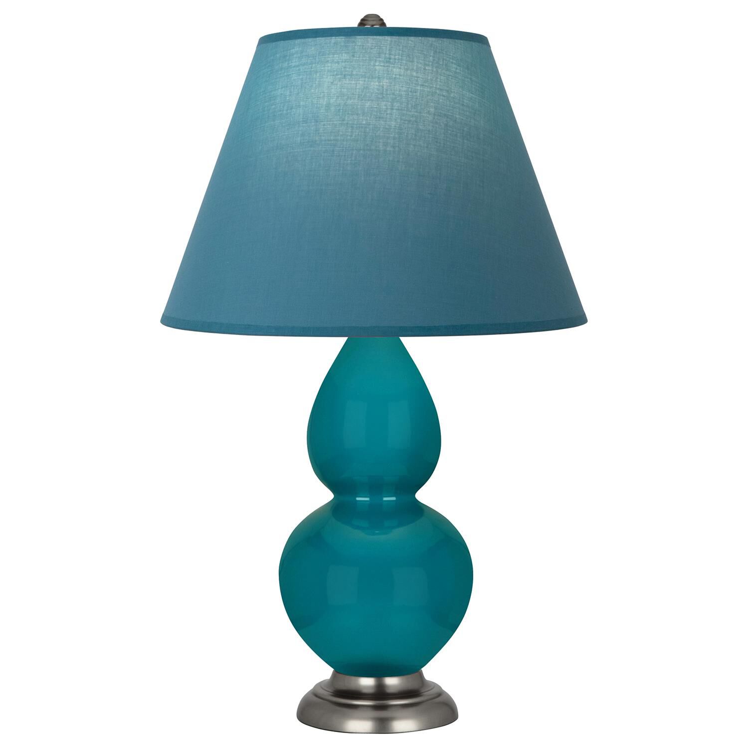 Shown in Peacock finish and Bright Blue and Gray shade and Antique Silver accent