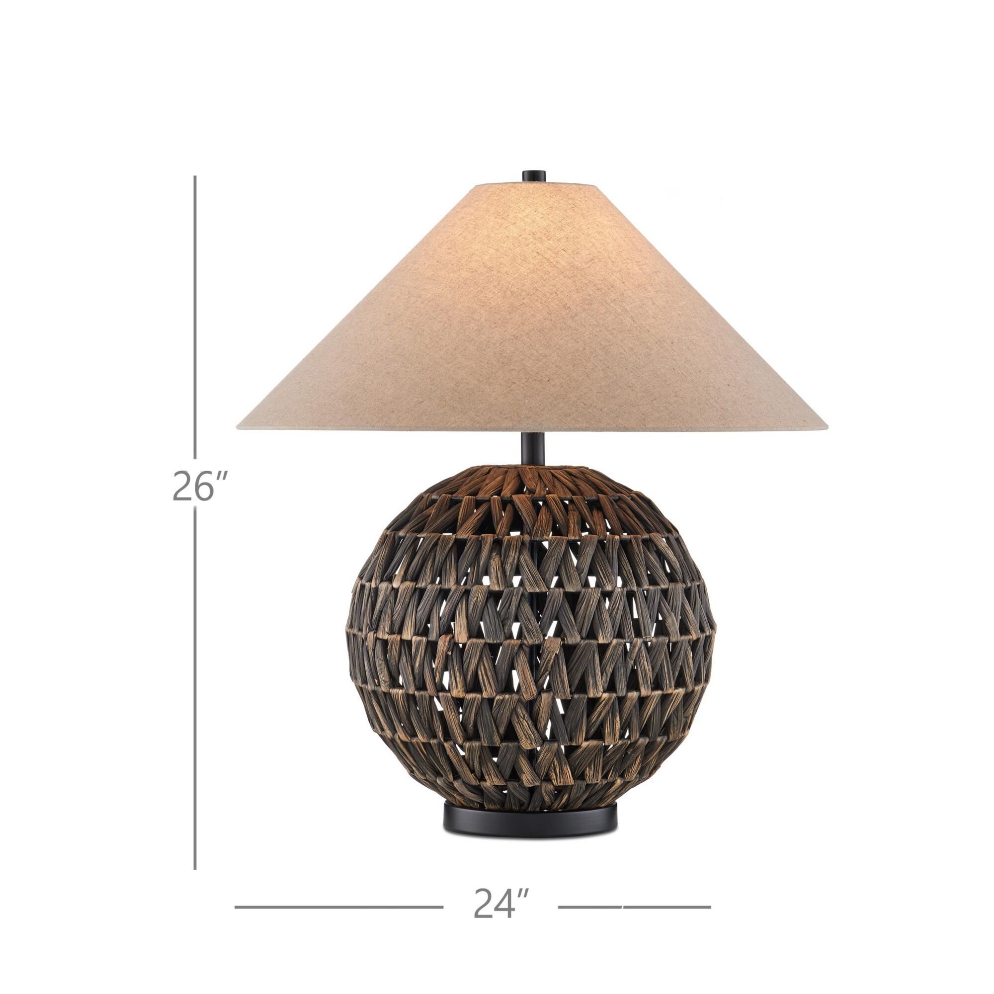 Shown in Black finish and Natural Linen shade