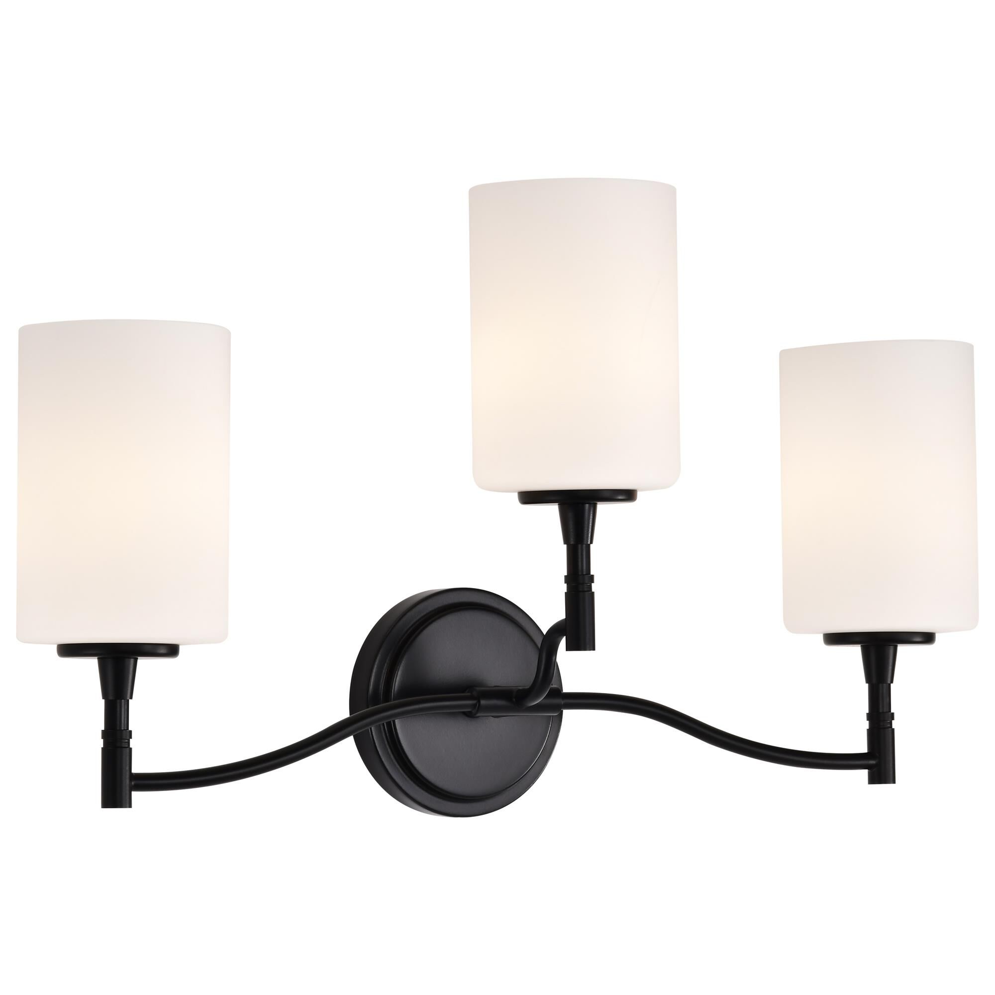 Shown in Matte Black finish and White Opal glass