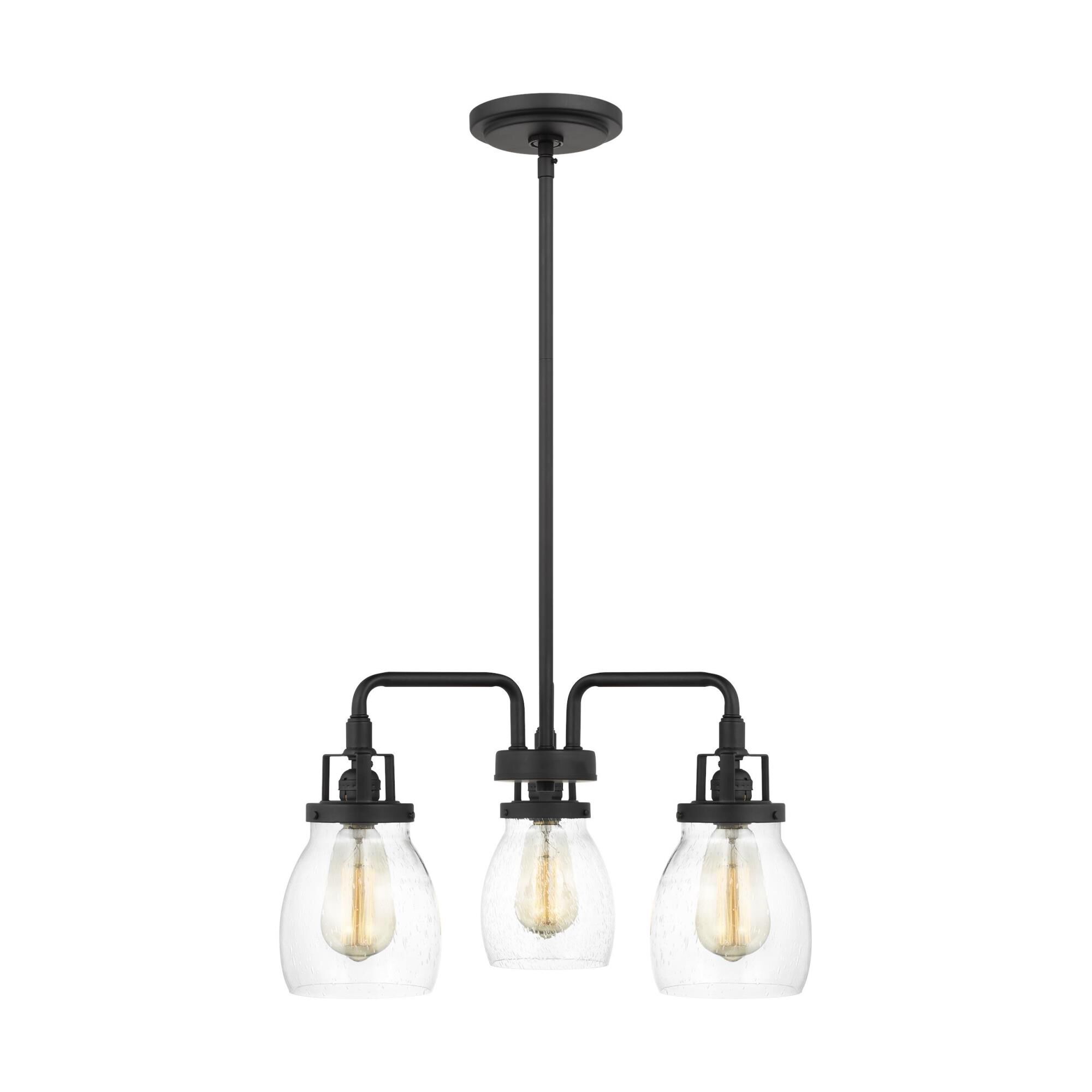 Shown in Midnight Black finish and Clear Seeded glass and Clear Seeded Glass s shade