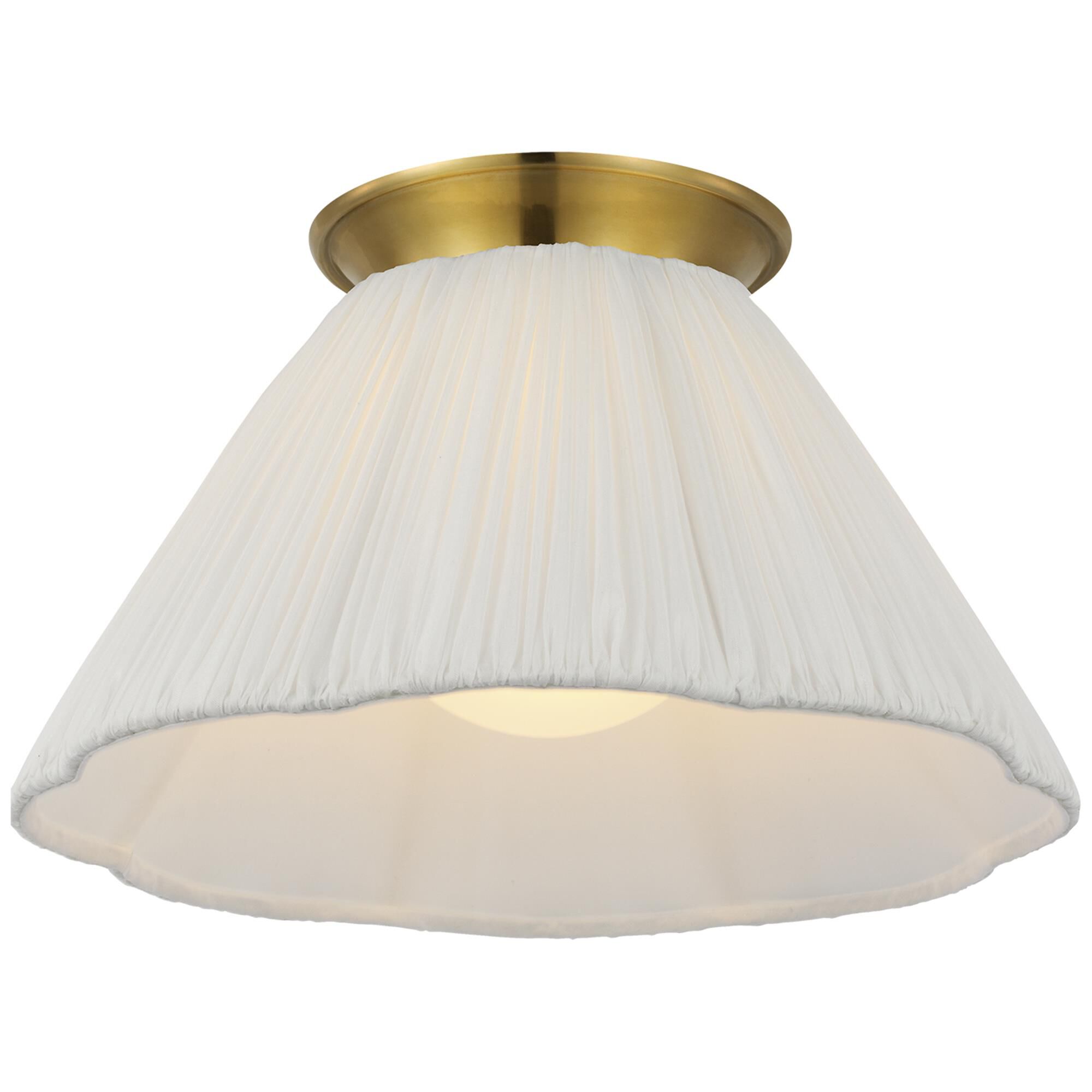 Shown in Hand-Rubbed Antique Brass finish and Scalloped Silk Pleated shade