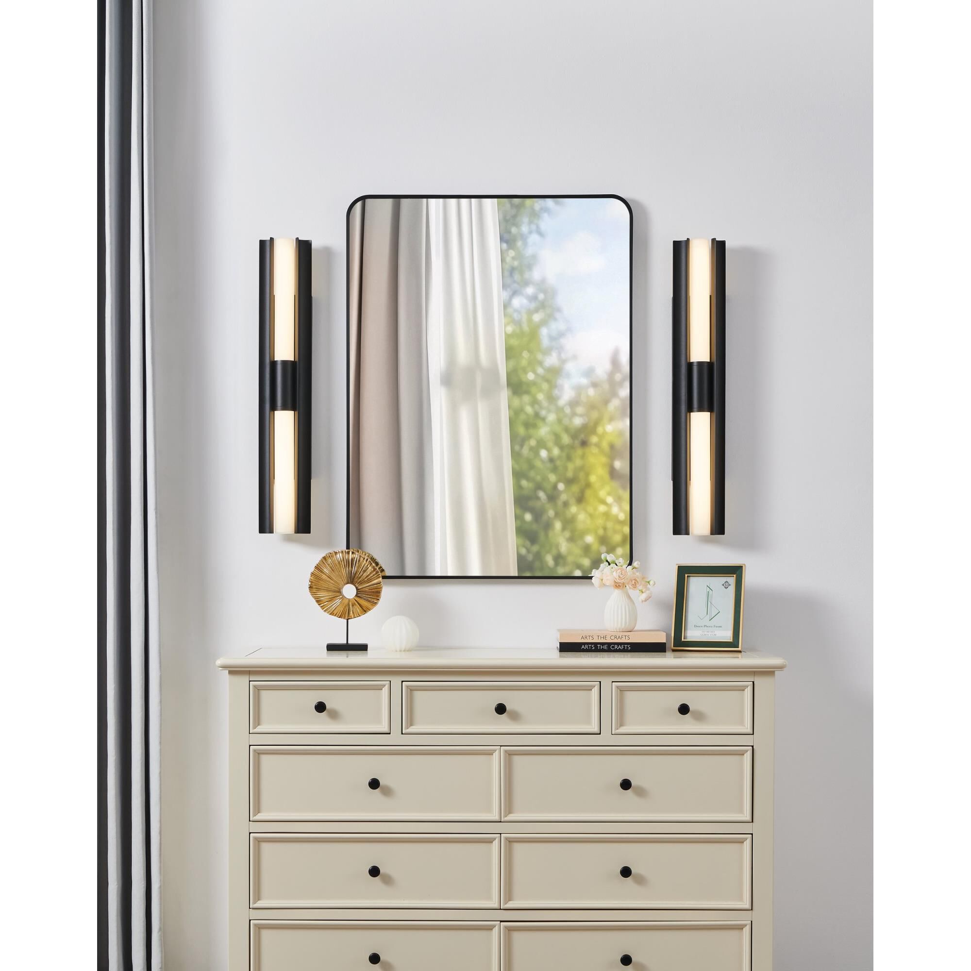 Shown in Textured Black finish and Etched Opal glass