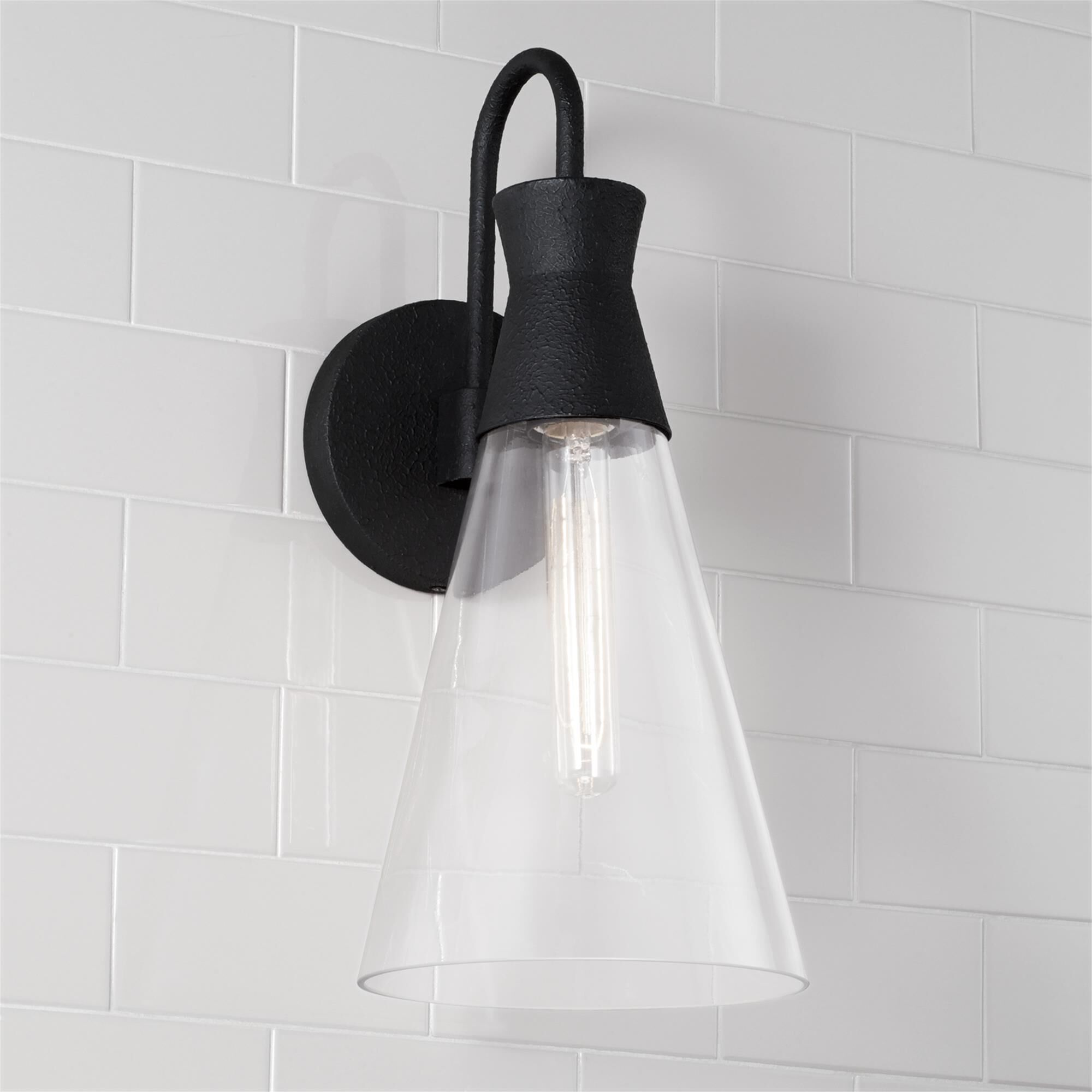 Shown in Textured Black finish and Clear glass