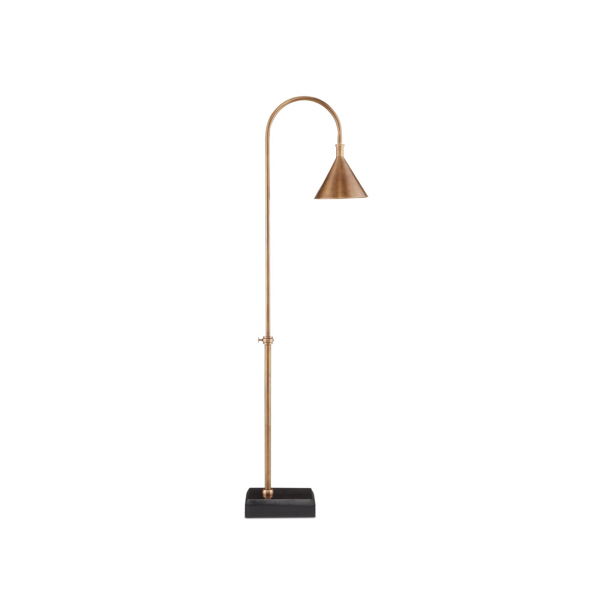 Shown in Vintage Brass-Black finish and Vintage Brass shade