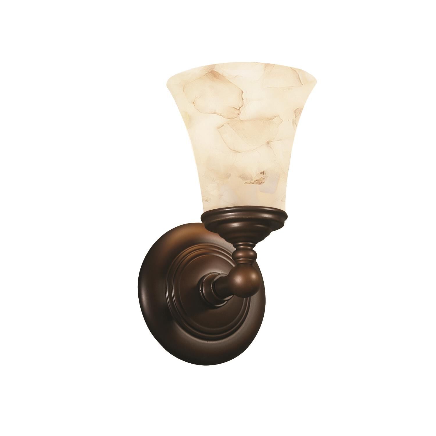 Shown in Dark Bronze finish and Shaved Alabaster Rocks Cast Into Resin glass and Round Flared (ALR) shade and Round Flared accent