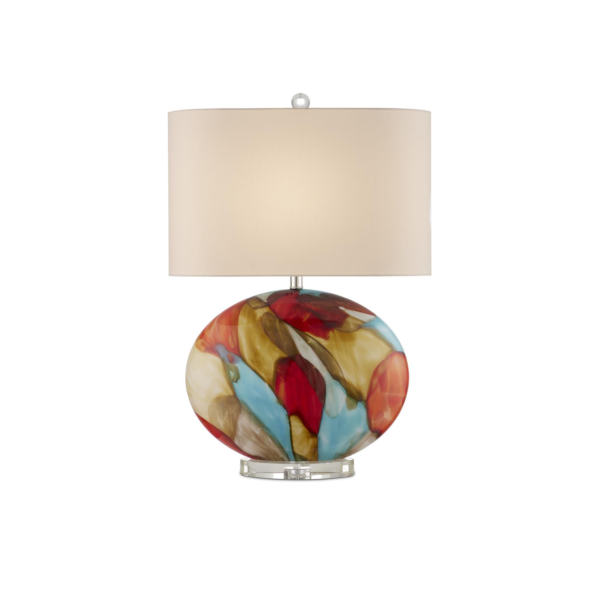 Shown in Red/Blue/Yellow/Off-White/Clear/Polished Nickel finish and Off-White Shantung shade