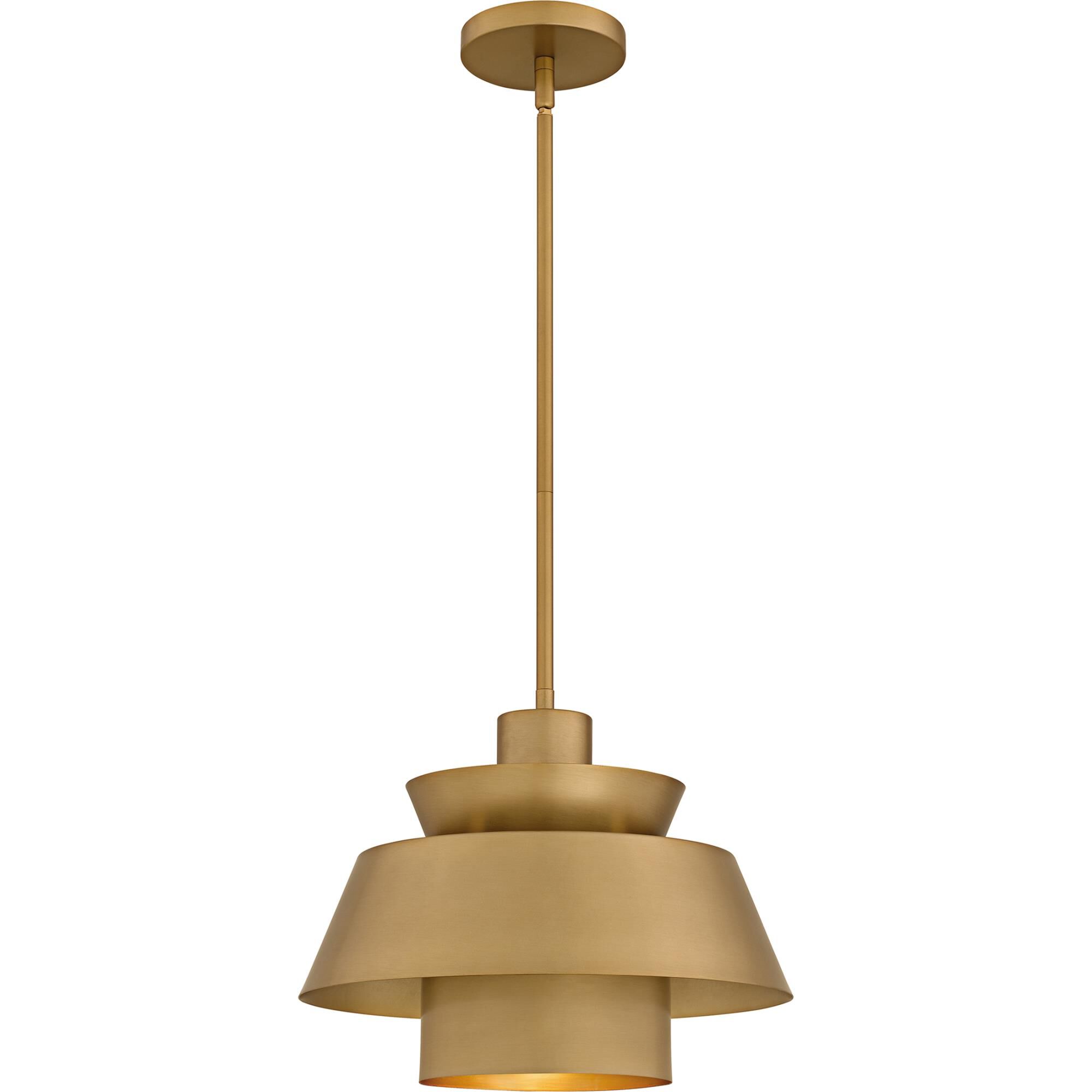 Shown in Brushed Weathered Brass finish and Metal shade