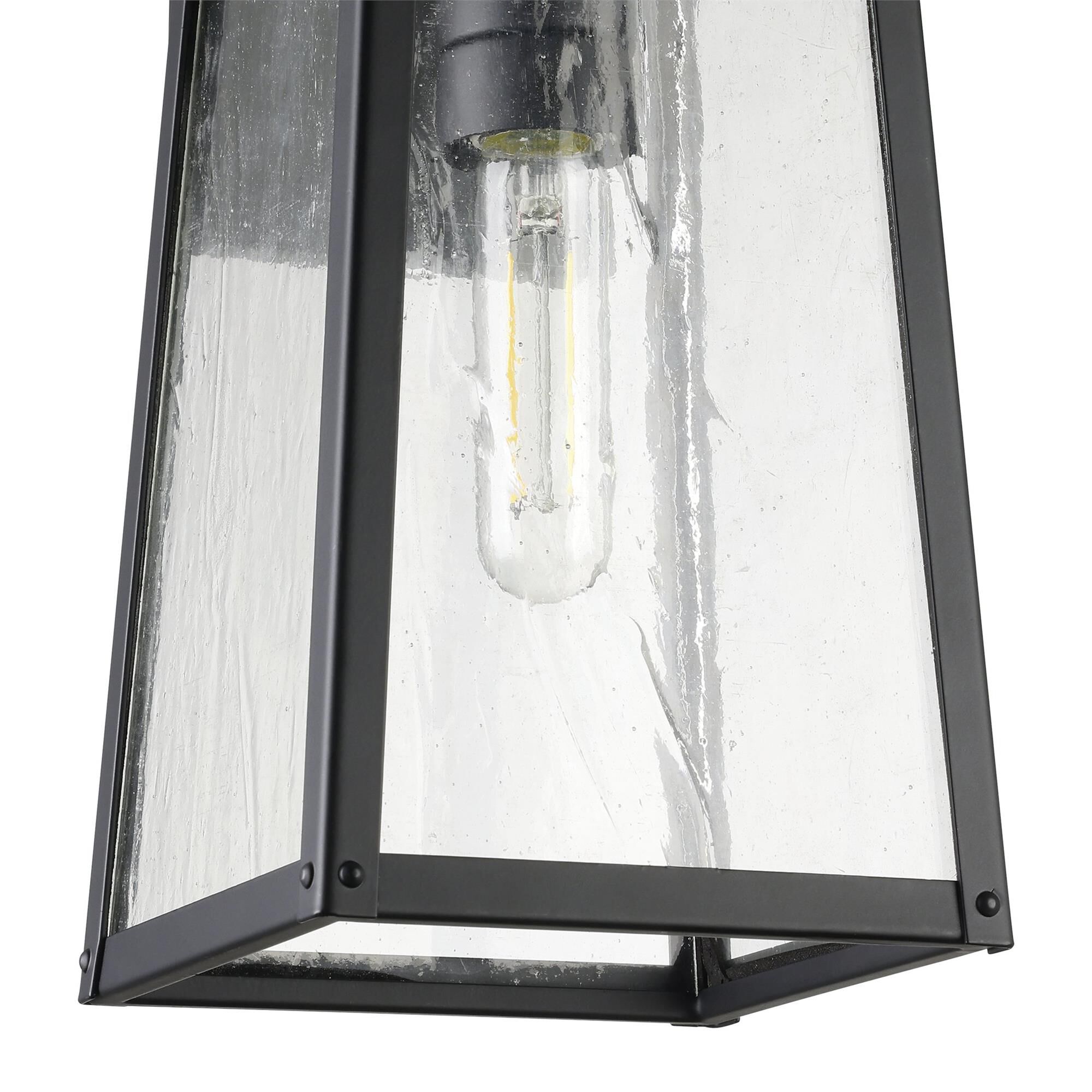 Shown in Matte Black finish and Clear Antique glass