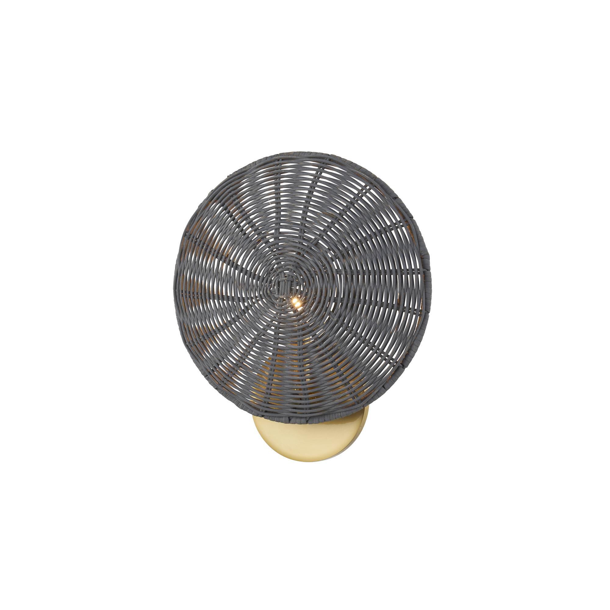 Shown in Aged Brass finish and Gray Natural Jute shade