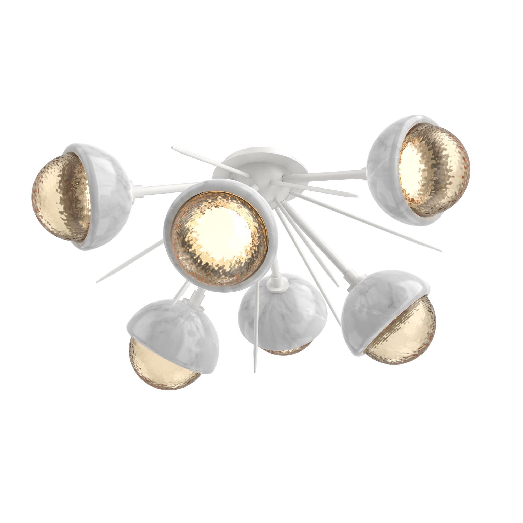 Shown in Salt White finish and Amber glass and White Marble accent