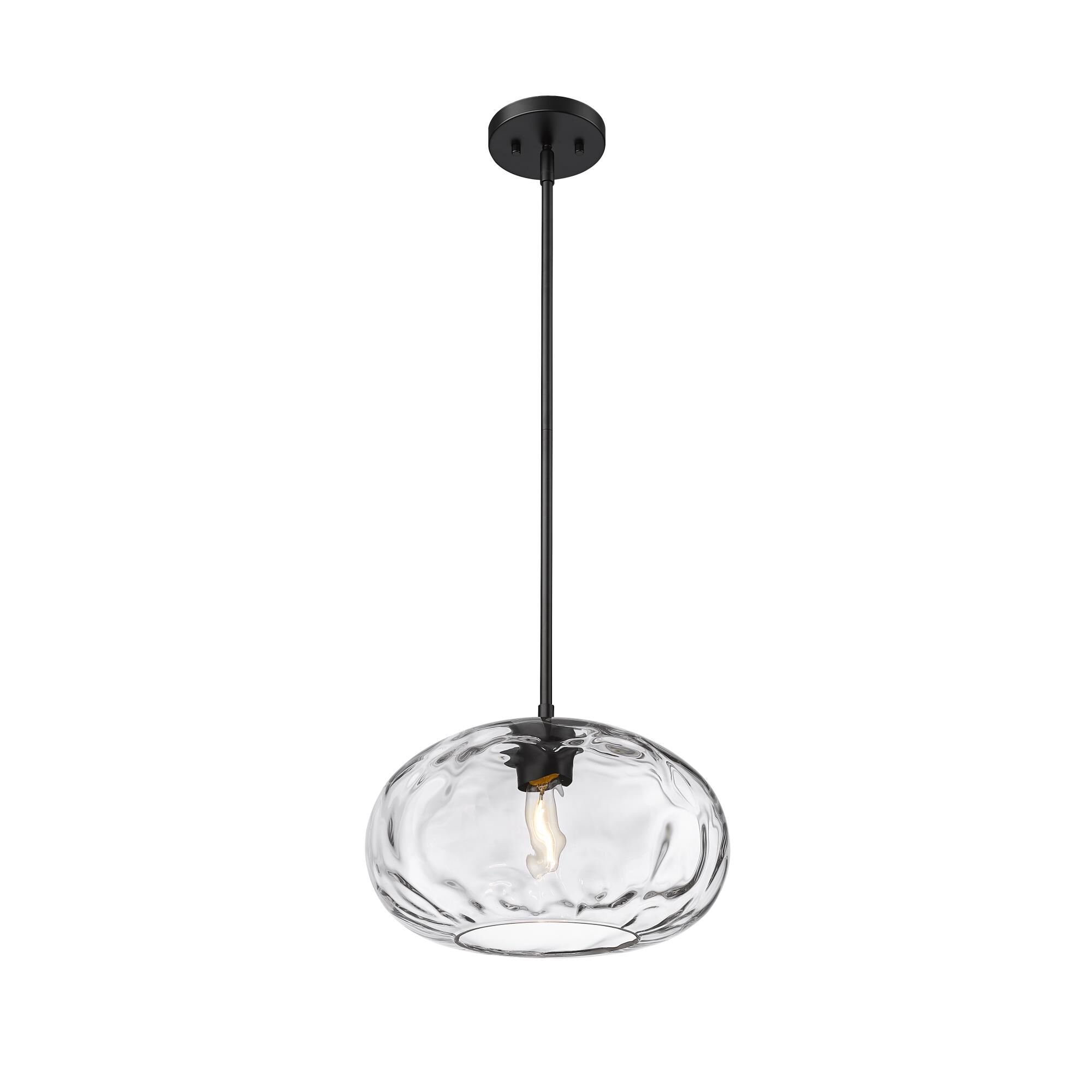 Shown in Matte Black finish and Clear glass and Clear shade