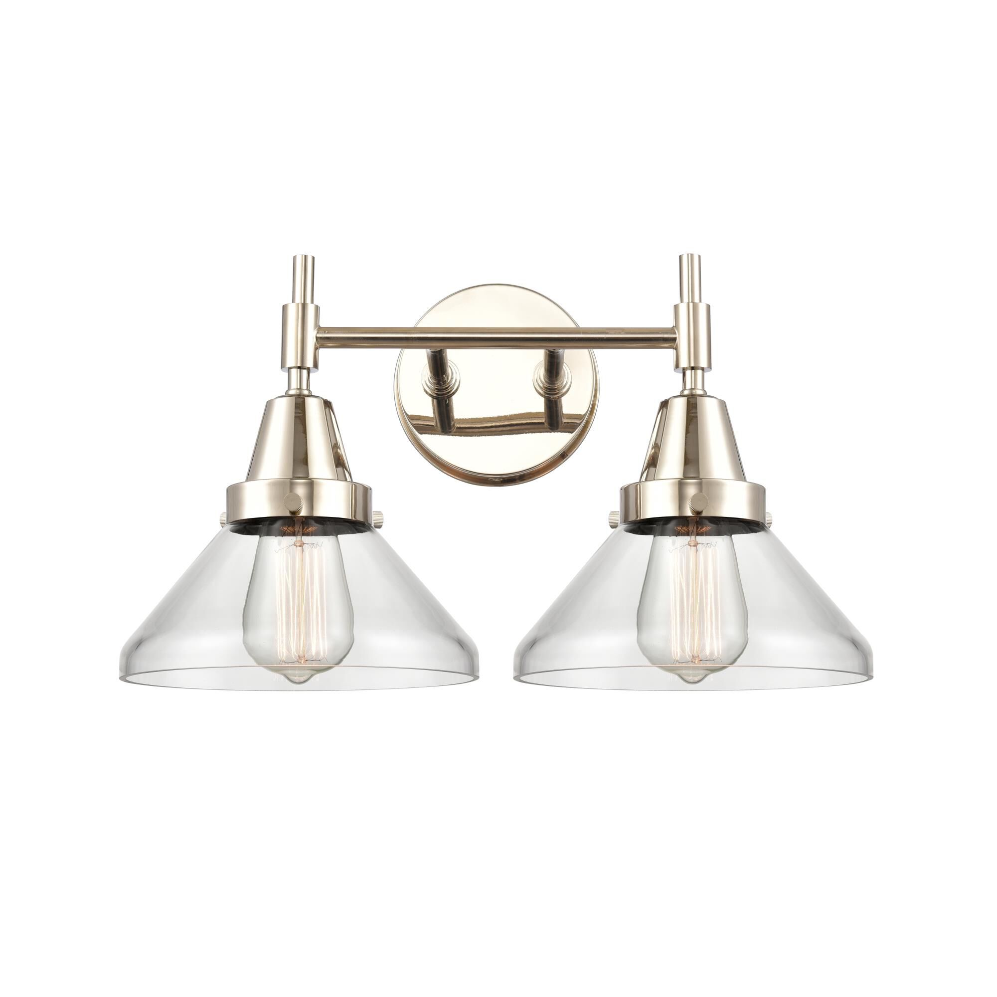 Shown in Polished Nickel finish and Clear Caden glass