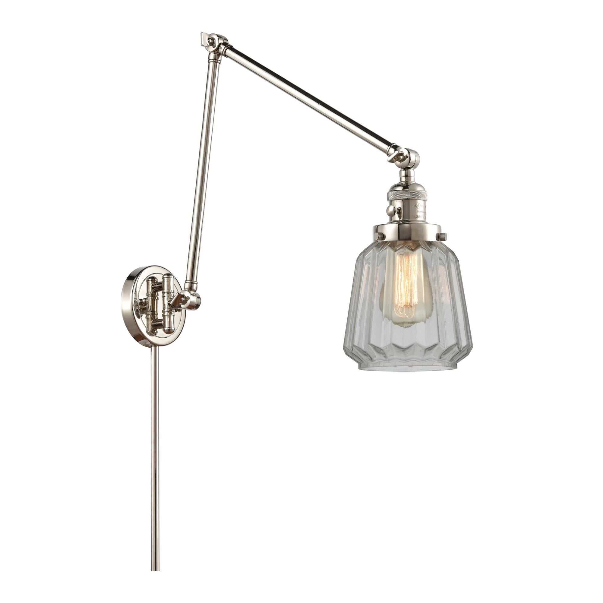 Shown in Polished Nickel finish and Clear Chatham glass