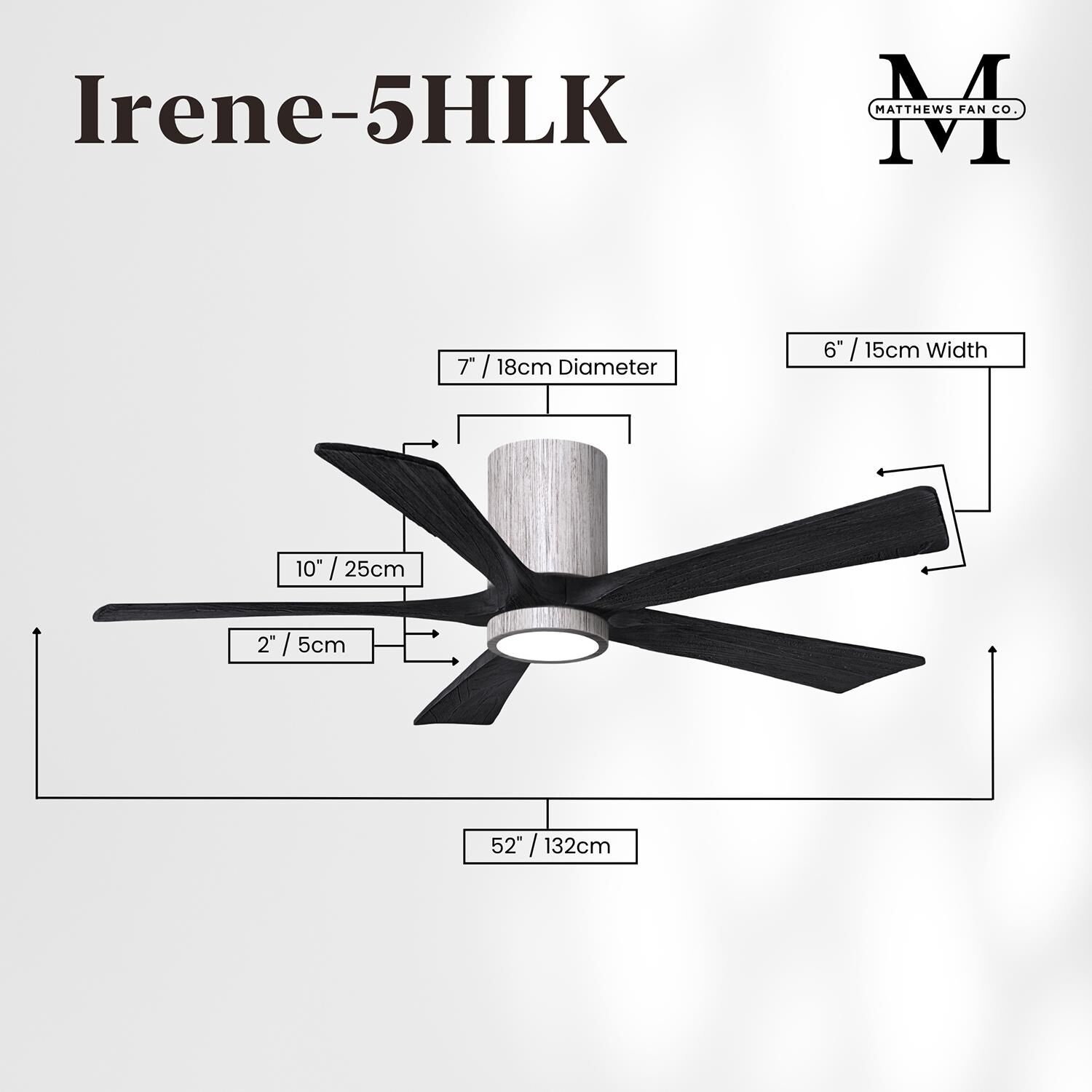 Irene 52 Inch Flush Mount Fan with Light Kit by Matthews Fan Company