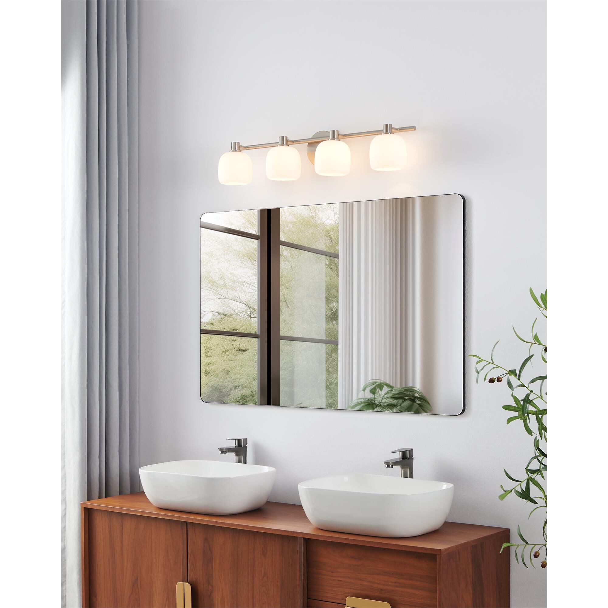 Shown in Brushed Nickel finish and Etched Opal glass