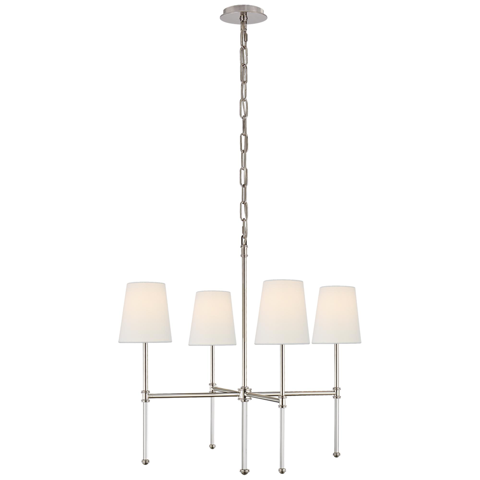 Shown in Polished Nickel finish and Linen shade