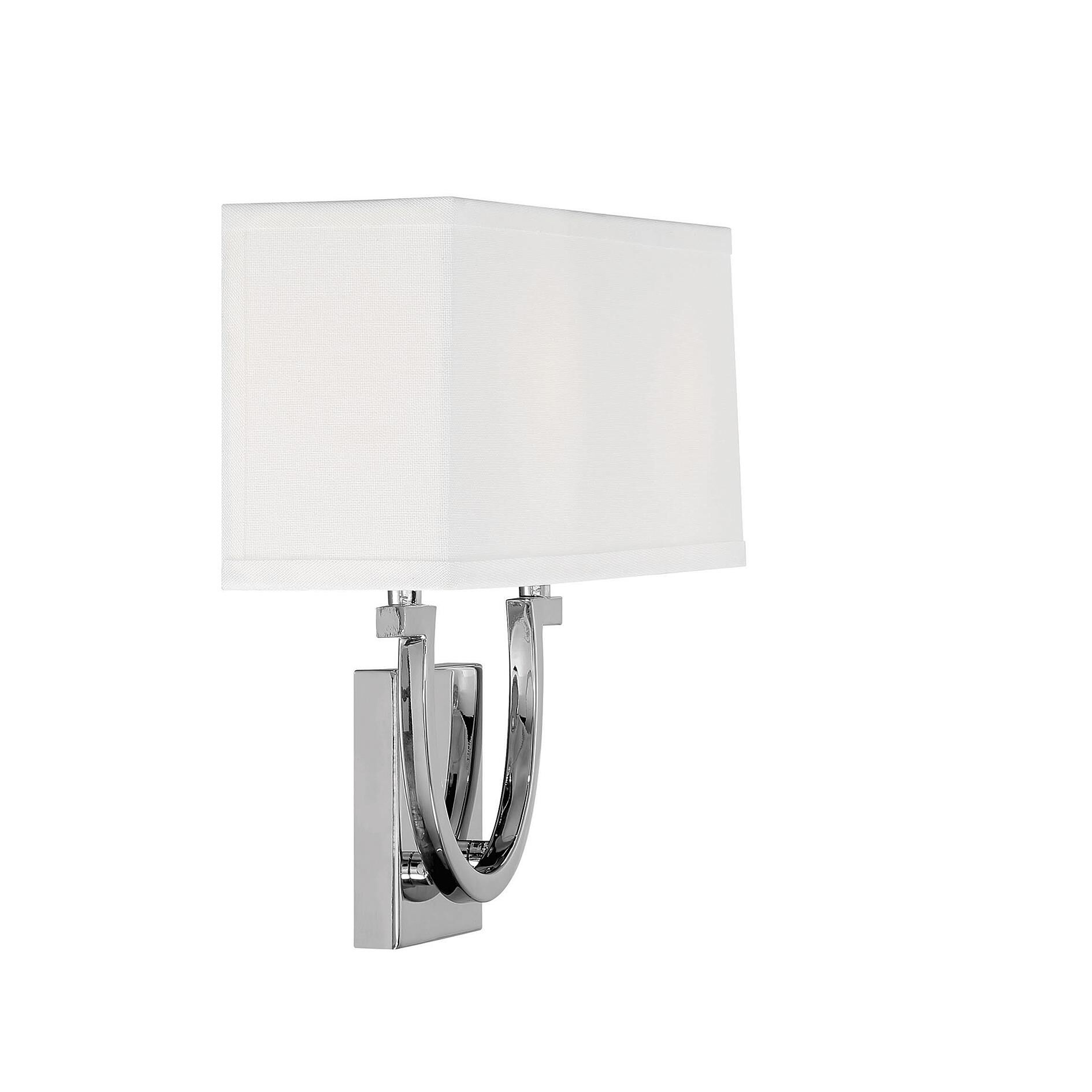 Shown in Polished Nickel finish and White Linen shade