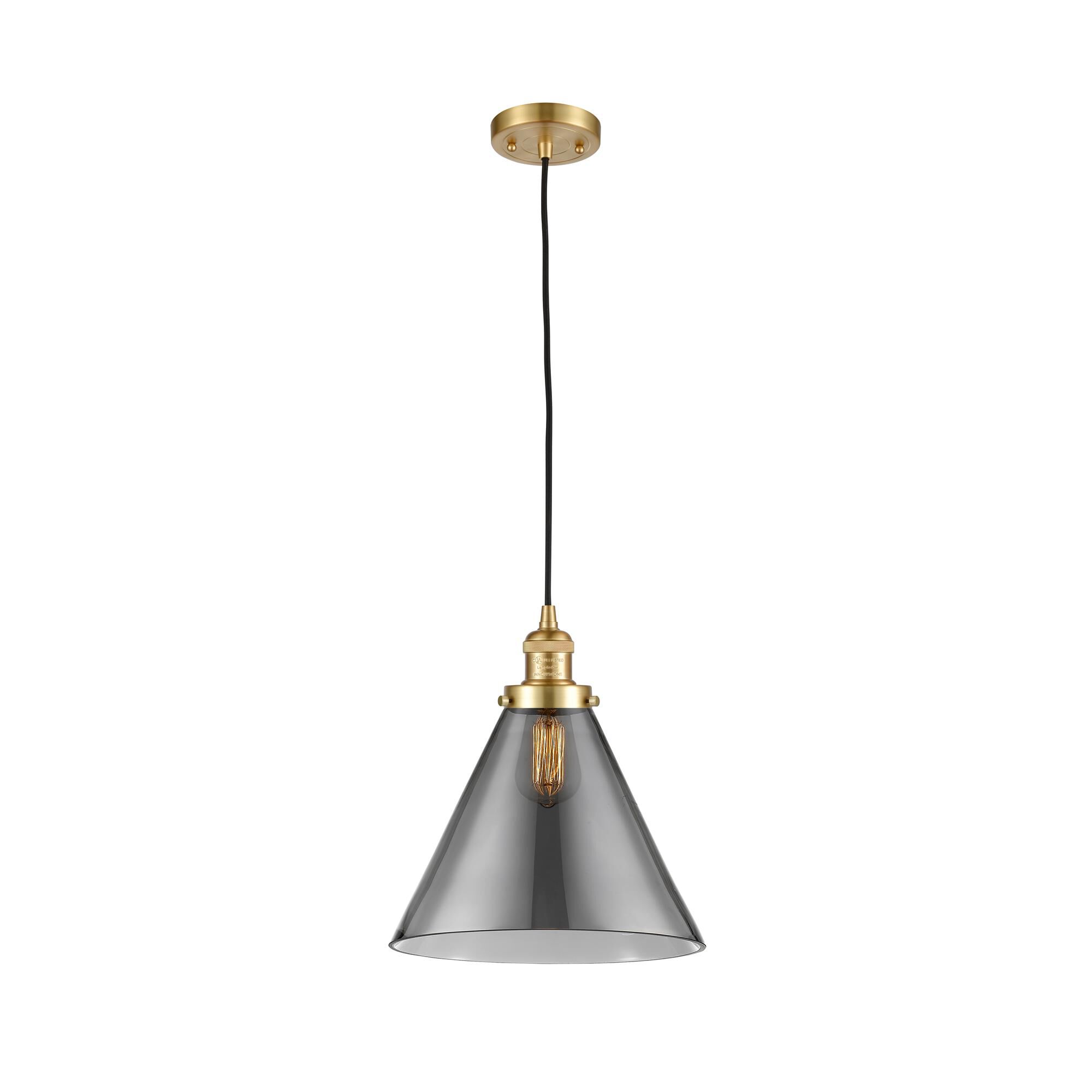 Shown in Satin Gold finish and Plated Smoke X-Large Cone glass