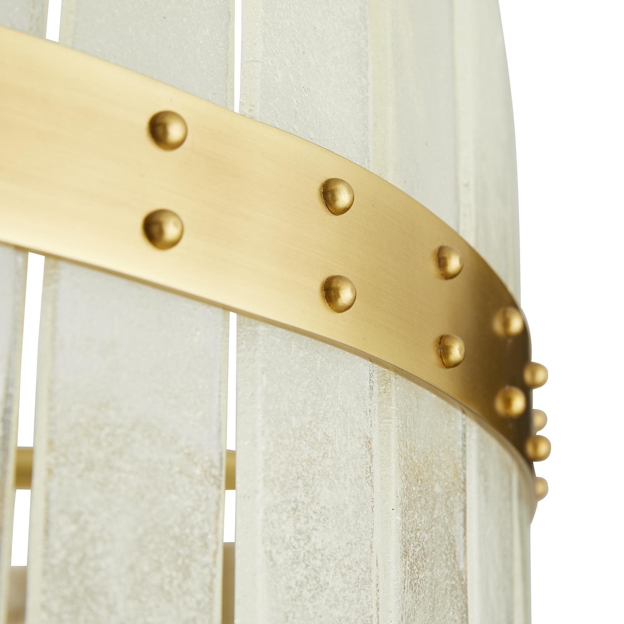 Shown in Antique Brass finish and Seedy glass