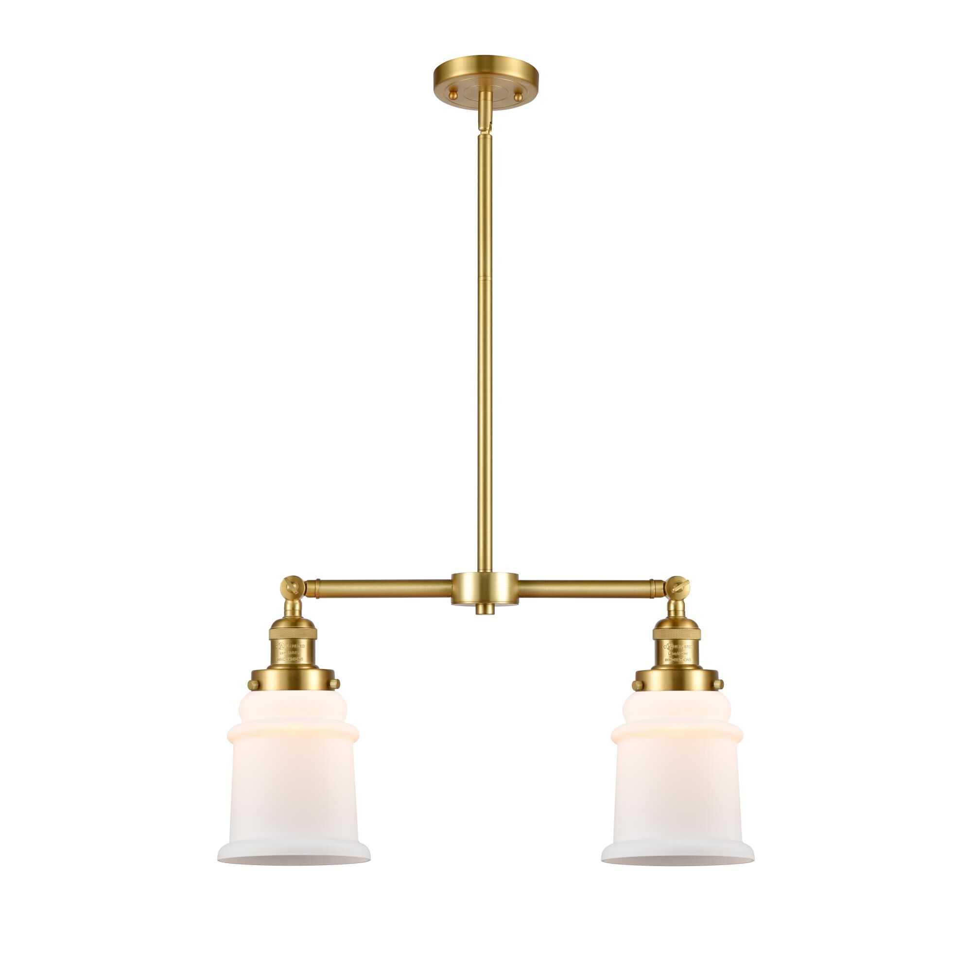Shown in Satin Gold finish and Matte White Canton glass