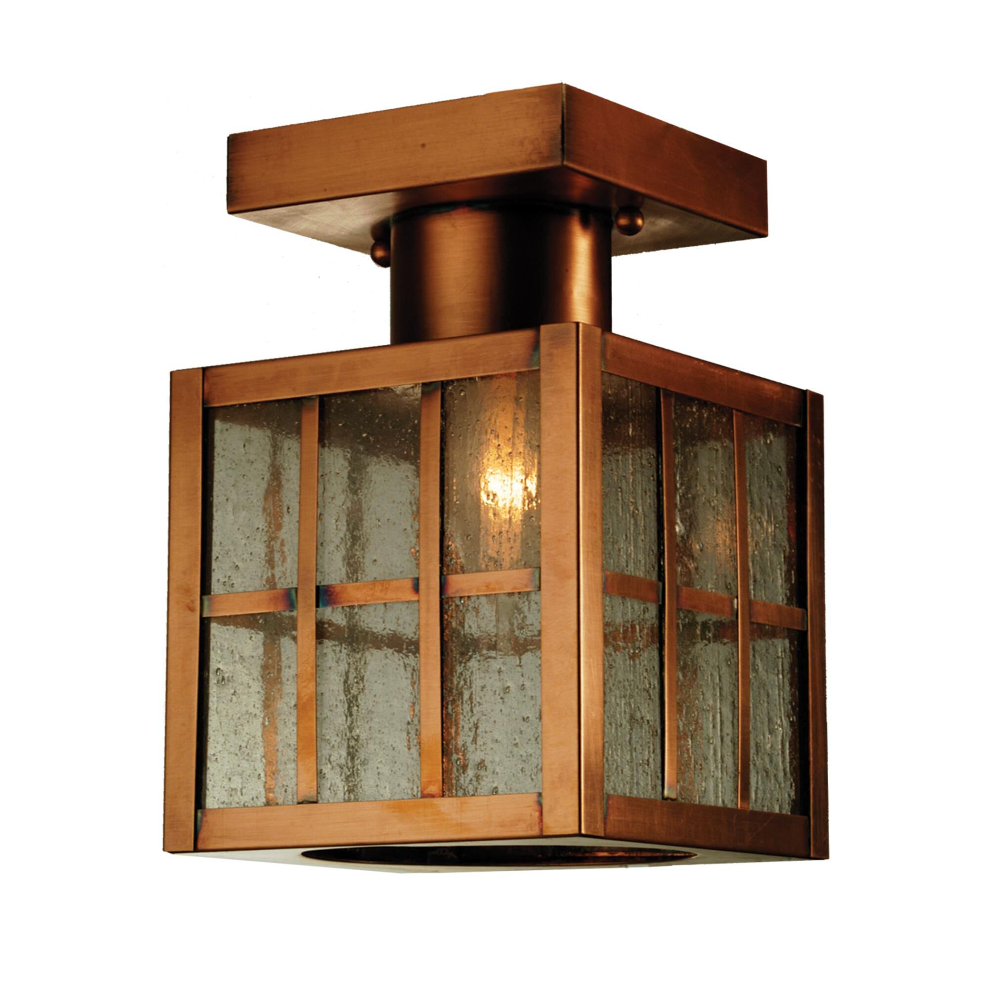 Shown in Antique Copper Finish finish and Seedy Natural glass