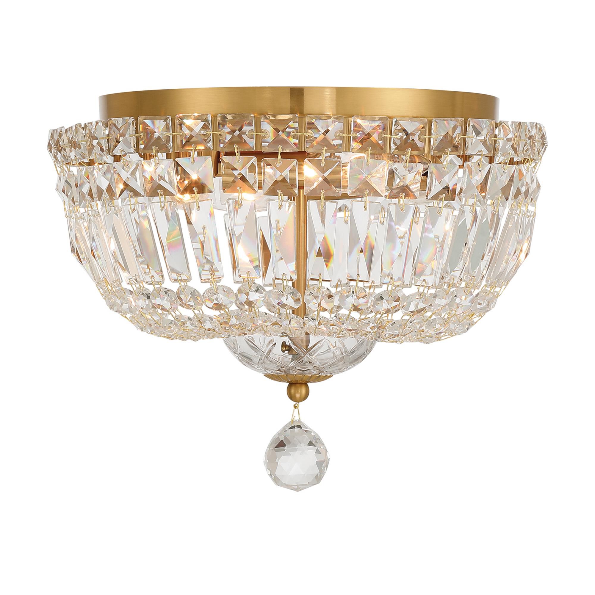 Shown in Aged Brass finish and Hand Cut crystal