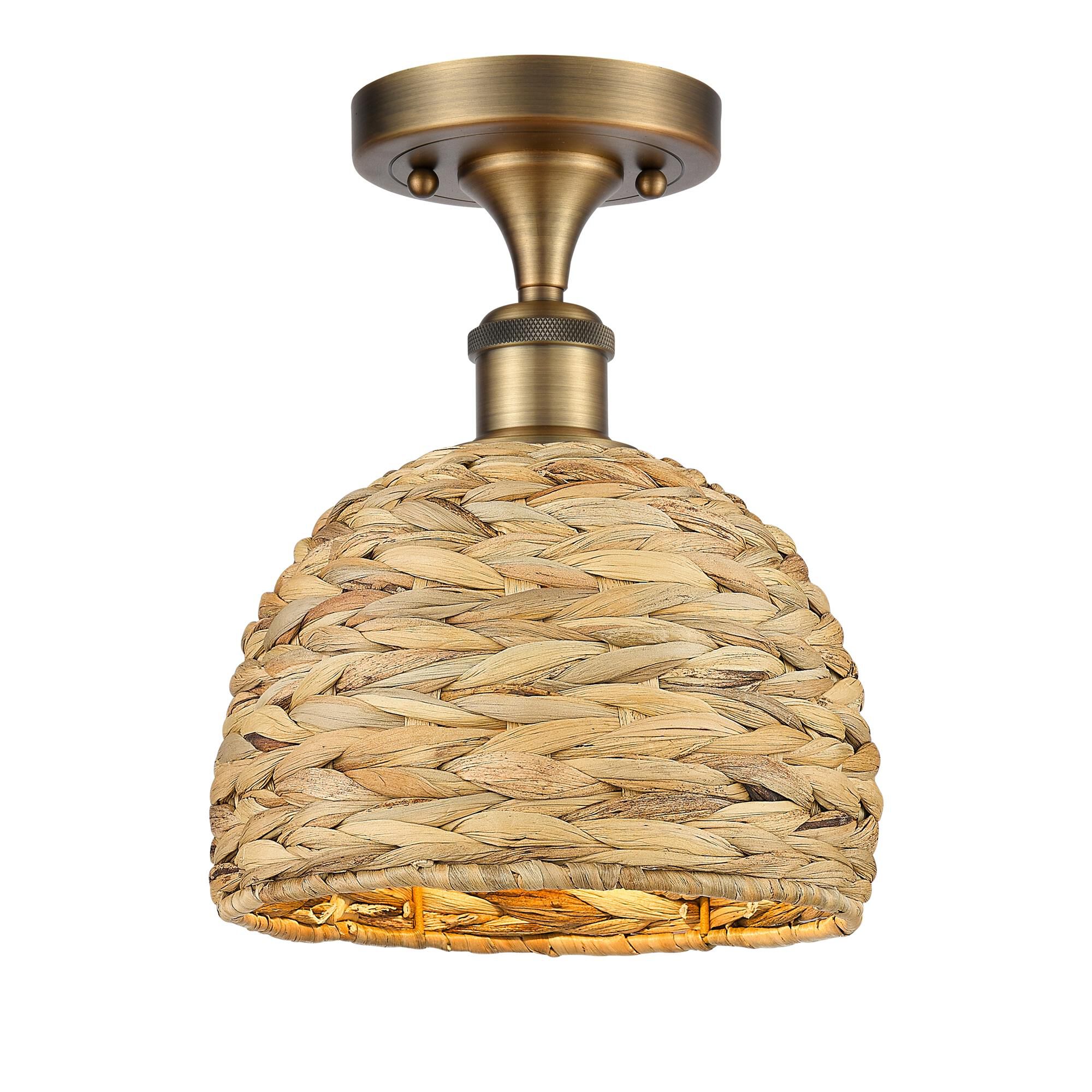 Shown in Brushed Brass finish and Natural shade