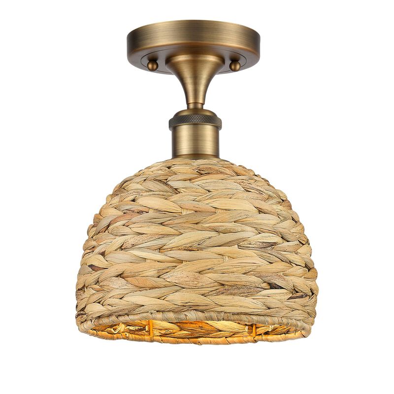 Bruno Marashlian Woven Rattan 8 Inch Semi Flush Mount by Innovations Lighting