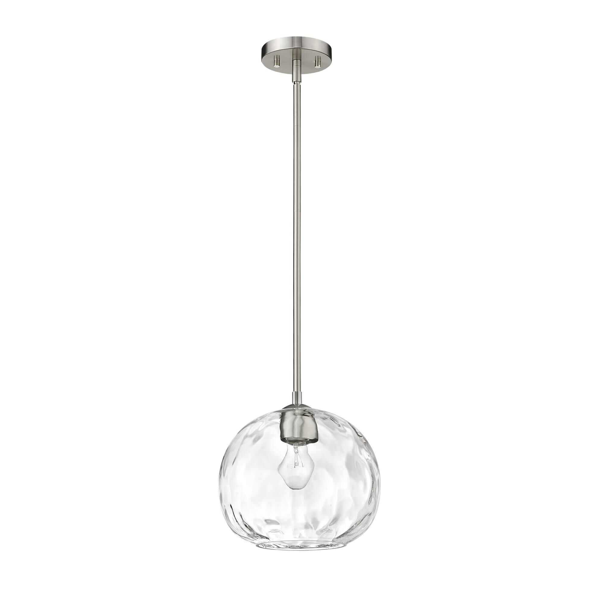 Shown in Brushed Nickel finish and Glass shade