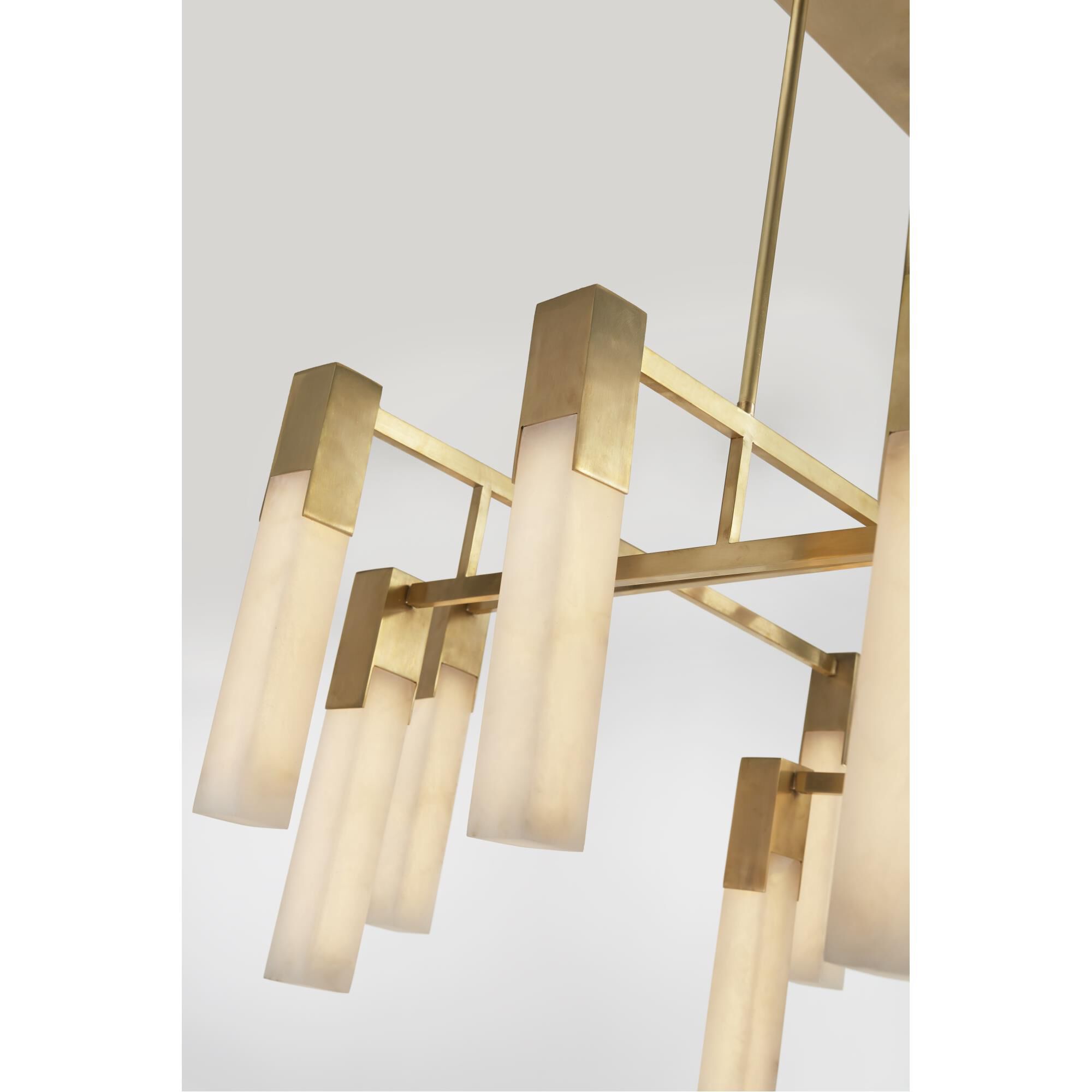 Shown in Antique-Burnished Brass finish and Alabaster glass