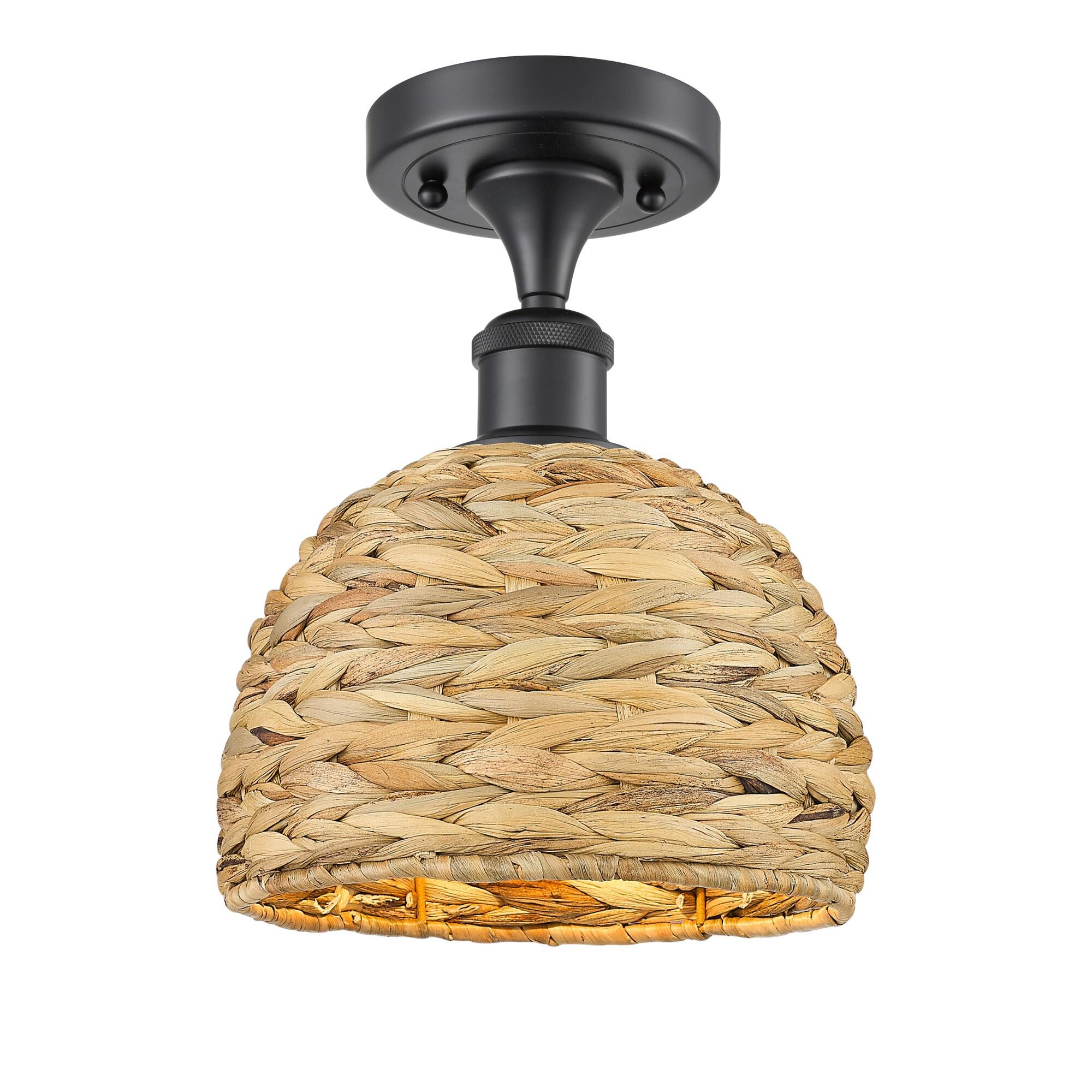 Bruno Marashlian Woven Rattan 8 Inch Semi Flush Mount by Innovations Lighting