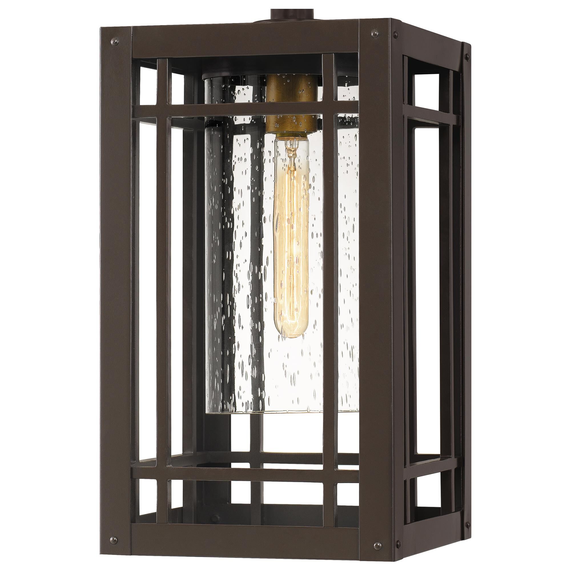 Shown in Western Bronze finish and Clear Seedy glass