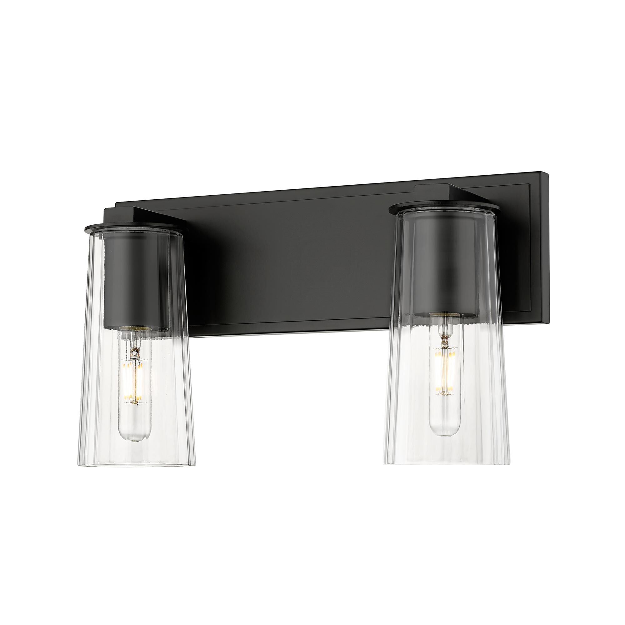 Shown in Matte Black finish and Clear glass and Clear shade
