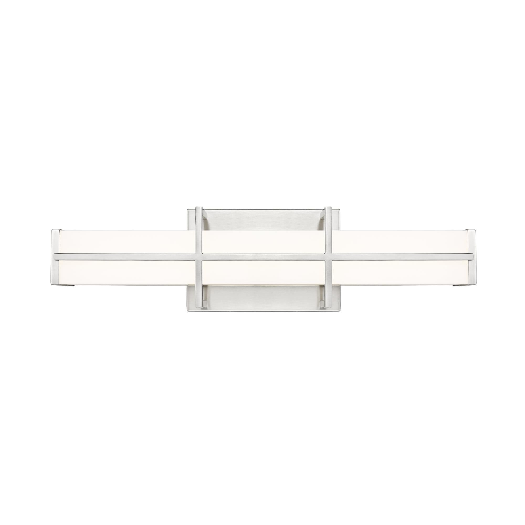 Shown in Brushed Nickel finish and Frosted glass and Frosted shade