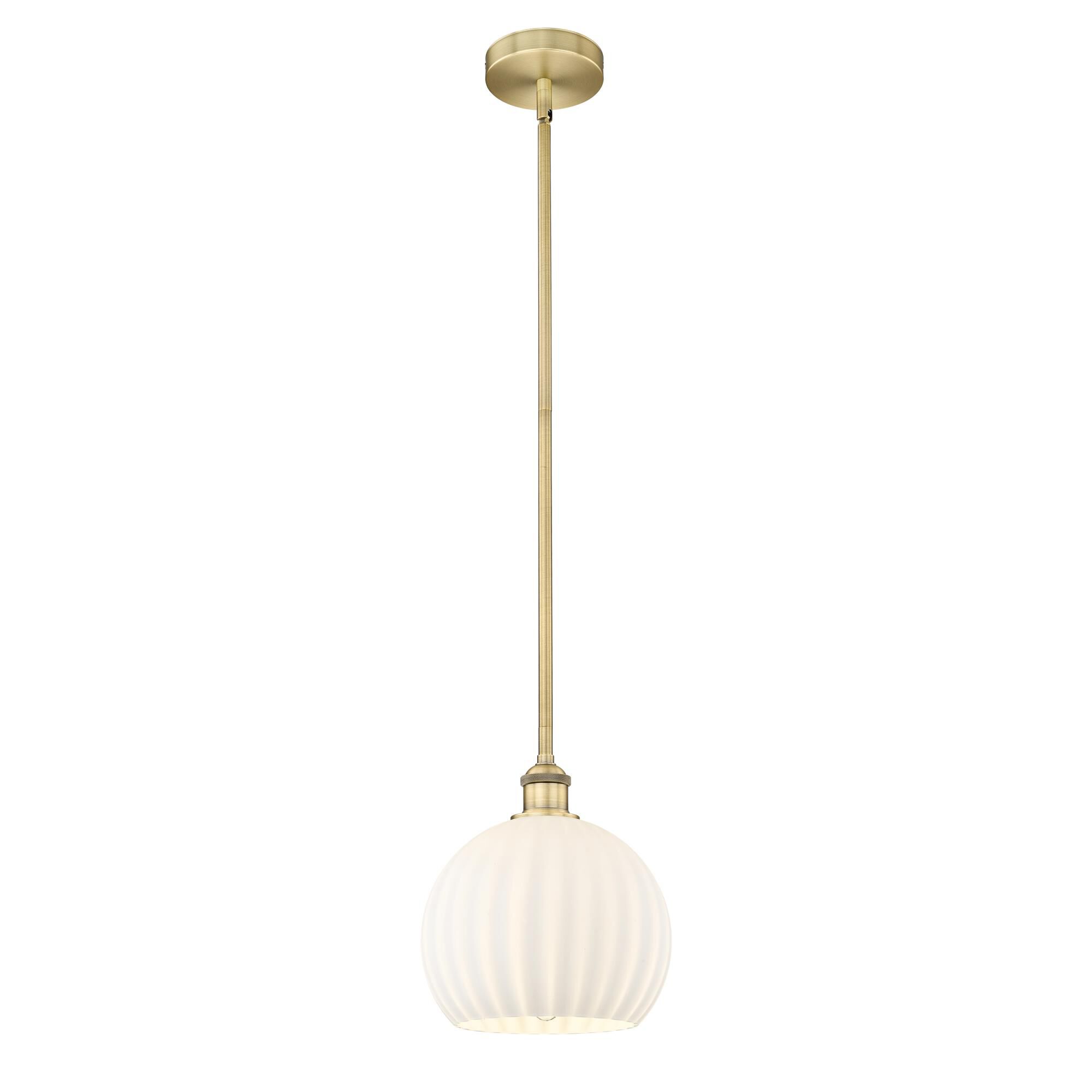Shown in Brushed Brass finish and White Venetian glass