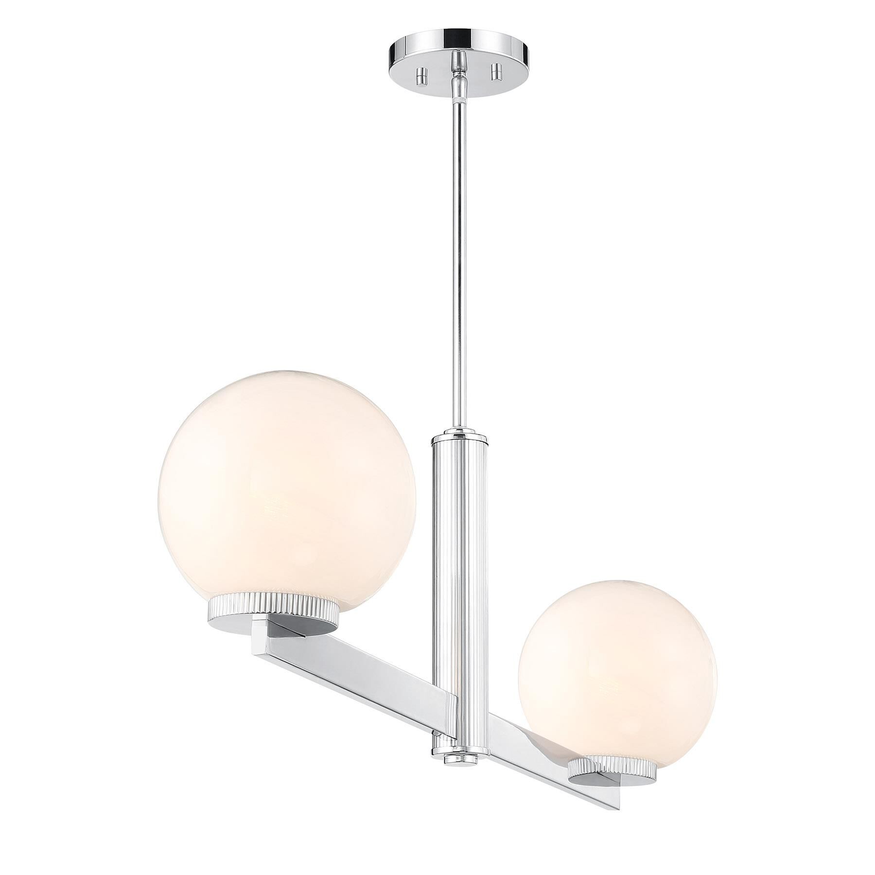 Shown in Chrome finish and White Strie glass