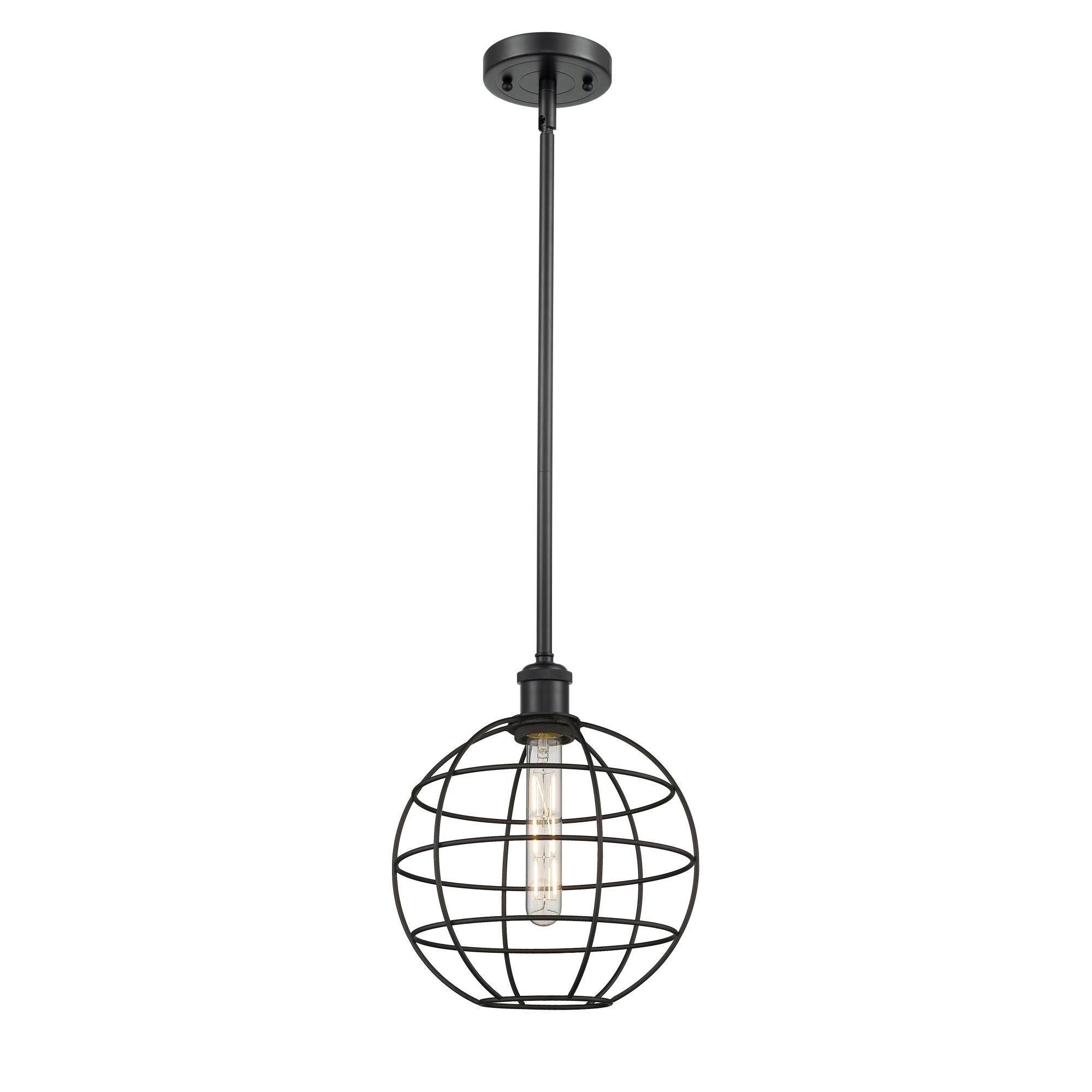 Shown in Matte Black finish and Matte Black Steel shade and 1 Light accent