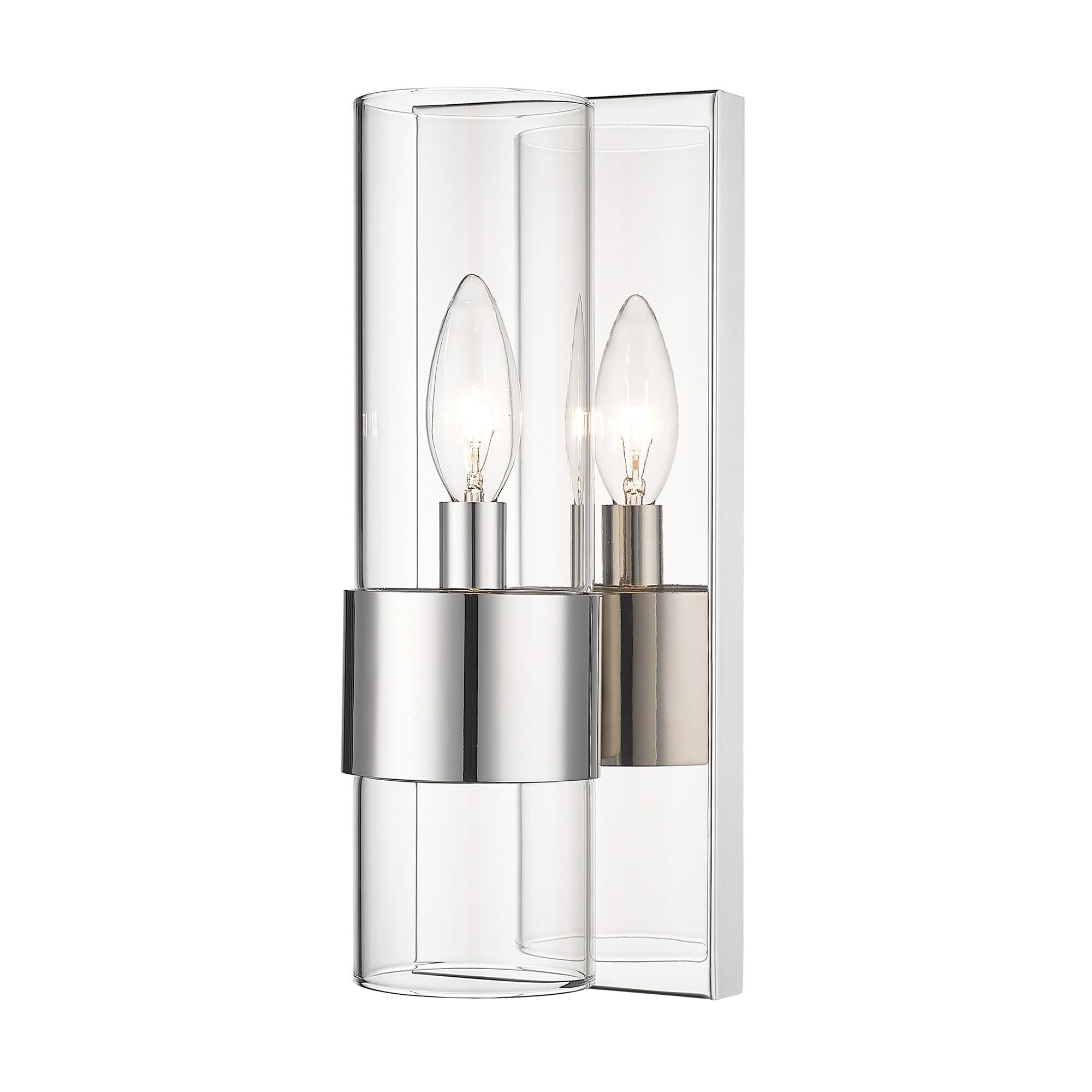 Shown in Polished Nickel finish and Clear glass