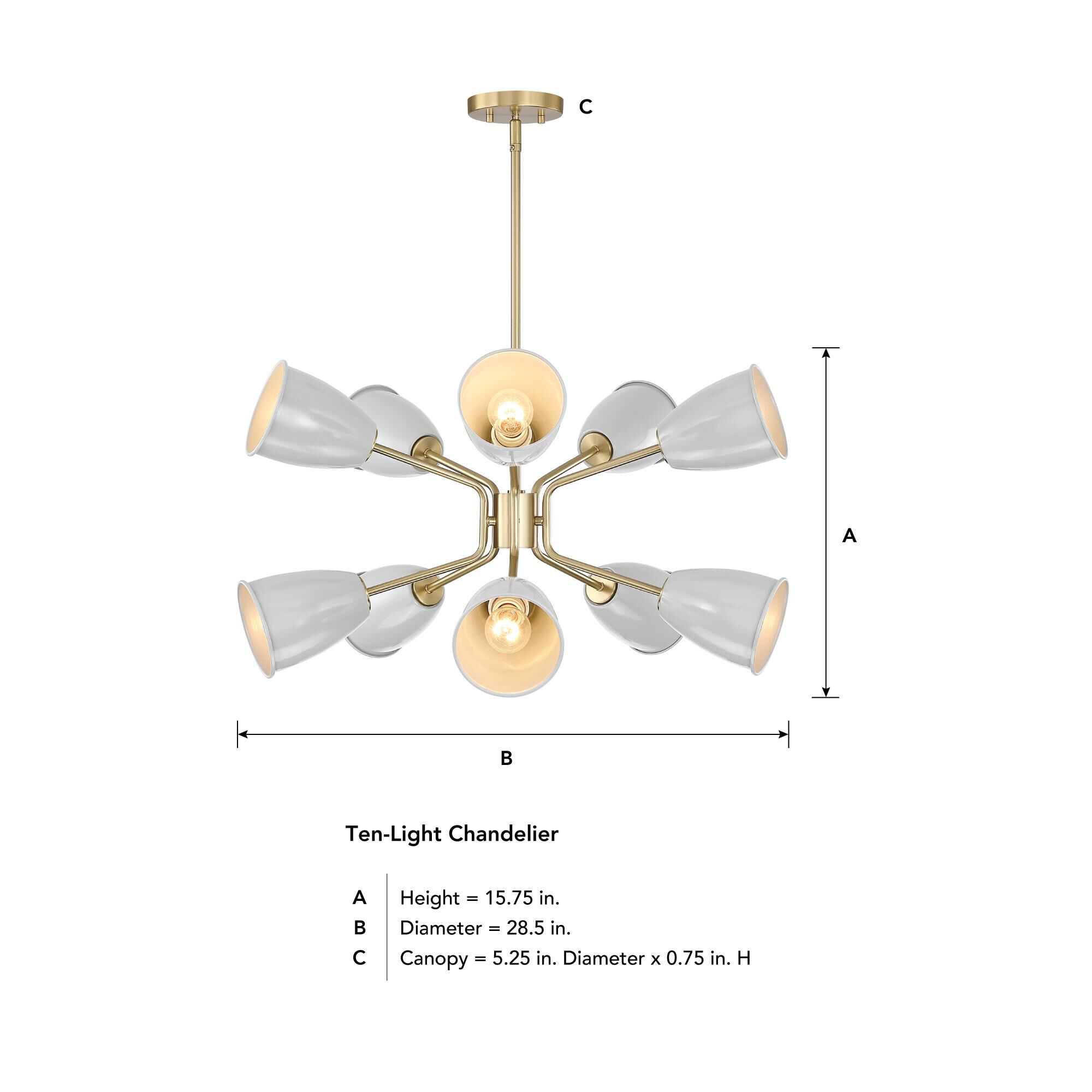 Biba 28 Inch 10 Light Chandelier by Designers Fountain